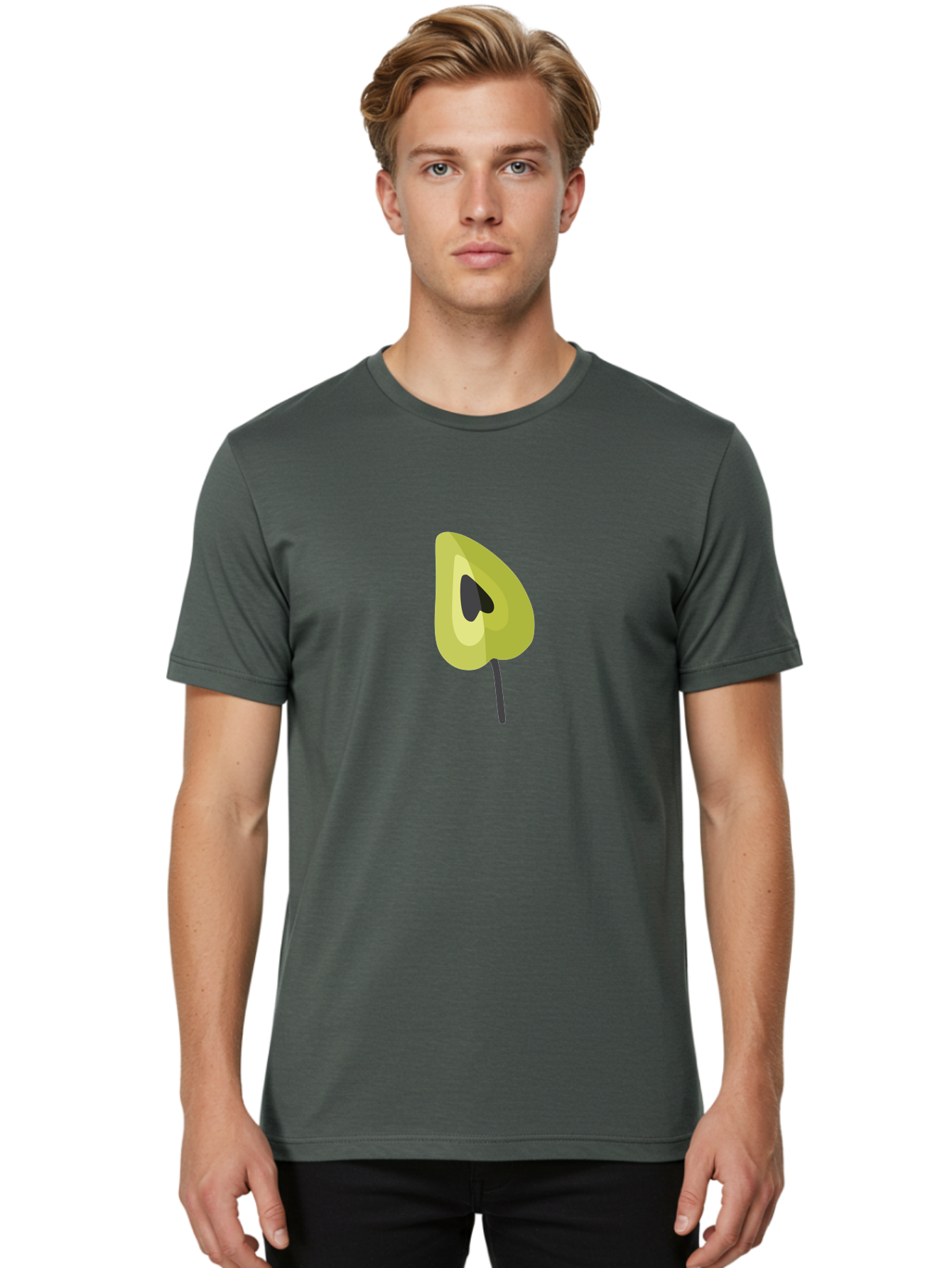 Avocado-Half Men'S Graphic Tee, 100% Cotton, Comfortable Casual Summer Wear, Machine Washable, Avocado Illustration, Halved Avocado, Heart Shape Pit, Simple Design, Minimalist Art, Food Graphic, Healthy Eating, Nutrition Symbol Aad670 14