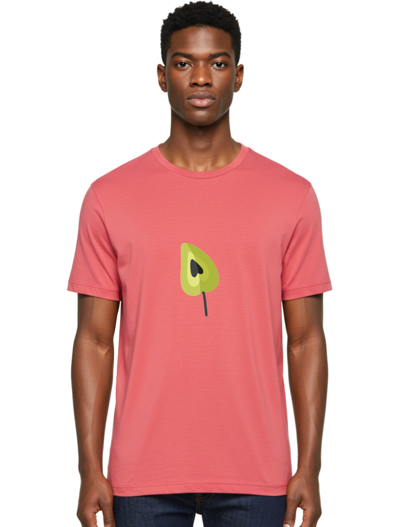 Avocado-Half Men'S Graphic Tee, 100% Cotton, Comfortable Casual Summer Wear, Machine Washable, Avocado Illustration, Halved Avocado, Heart Shape Pit, Simple Design, Minimalist Art, Food Graphic, Healthy Eating, Nutrition Symbol Aad670
