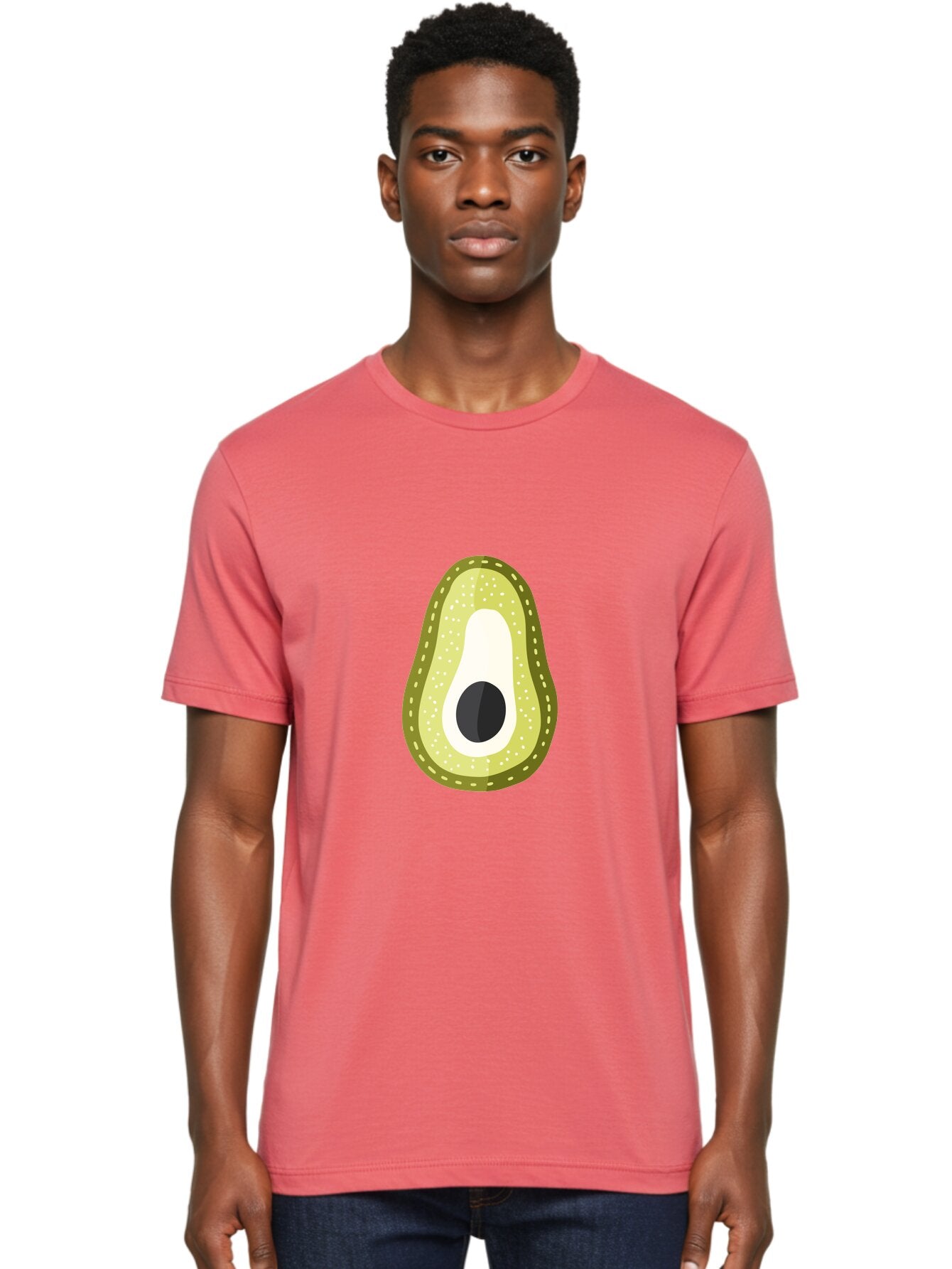 Avocado Men'S Graphic Tee, 100% Cotton, Comfortable Casual Summer Wear, Machine Washable, Avocado Slice, Ripe Avocado, Green Fruit, Single Pit, Avocado Texture, Cartoon Style, Healthy Eating, Nutritious Food, Fruit Illustration Aad671 16