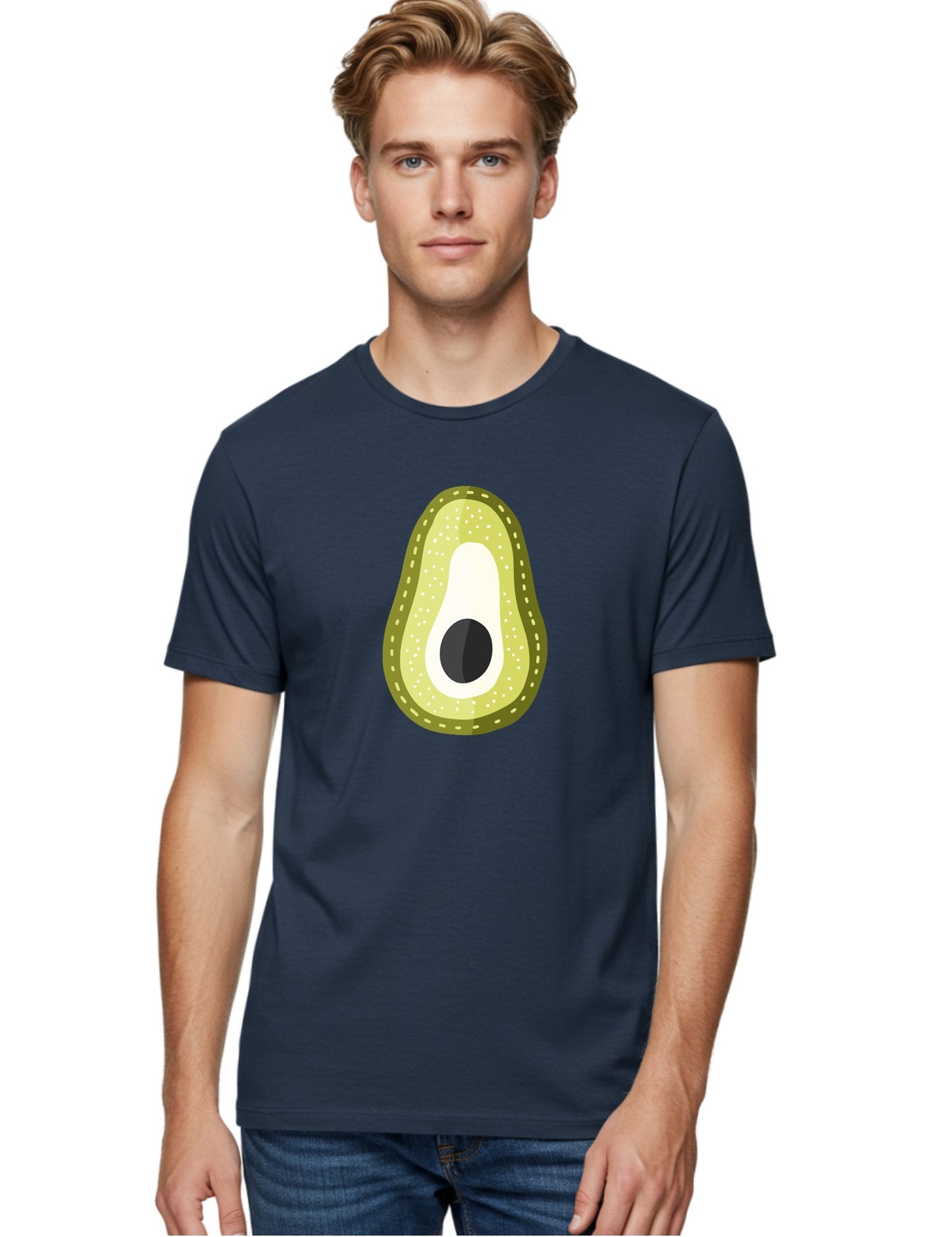 Avocado Men'S Graphic Tee, 100% Cotton, Comfortable Casual Summer Wear, Machine Washable, Avocado Slice, Ripe Avocado, Green Fruit, Single Pit, Avocado Texture, Cartoon Style, Healthy Eating, Nutritious Food, Fruit Illustration Aad671 20