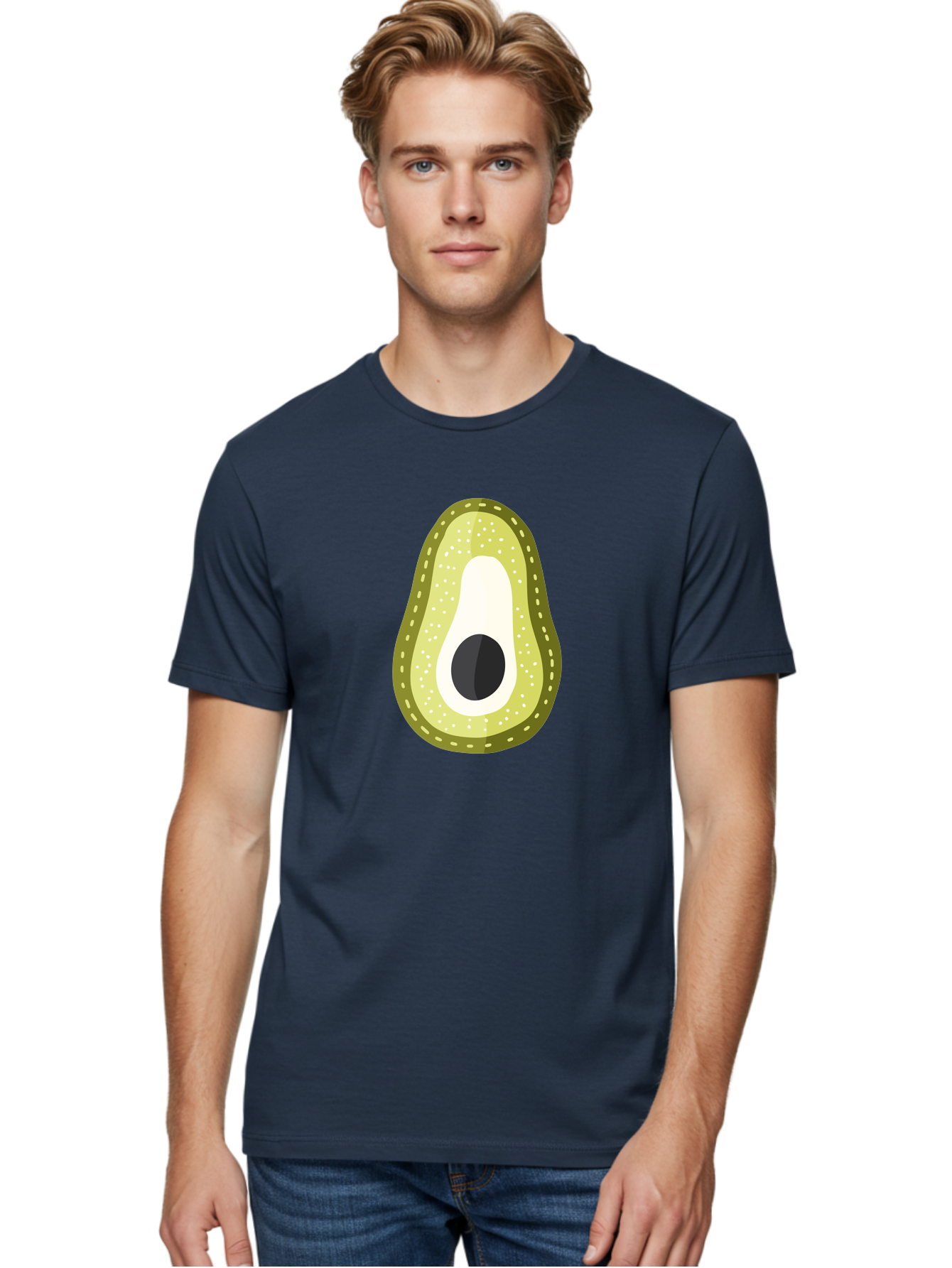 Avocado Men'S Graphic Tee, 100% Cotton, Comfortable Casual Summer Wear, Machine Washable, Avocado Slice, Ripe Avocado, Green Fruit, Single Pit, Avocado Texture, Cartoon Style, Healthy Eating, Nutritious Food, Fruit Illustration Aad671 30