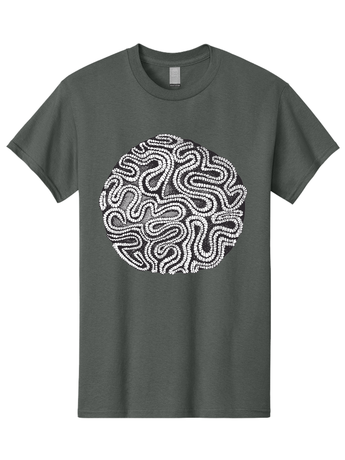 Black-And-White-Patterned-Circle Men'S Graphic Tee, 100% Cotton, Comfortable Casual Summer Wear, Machine Washable, Stippled Artwork, Abstract Design, Black And White Illustration, Dotwork Technique, Maze Pattern, Psychedelic Art, Aad674 27