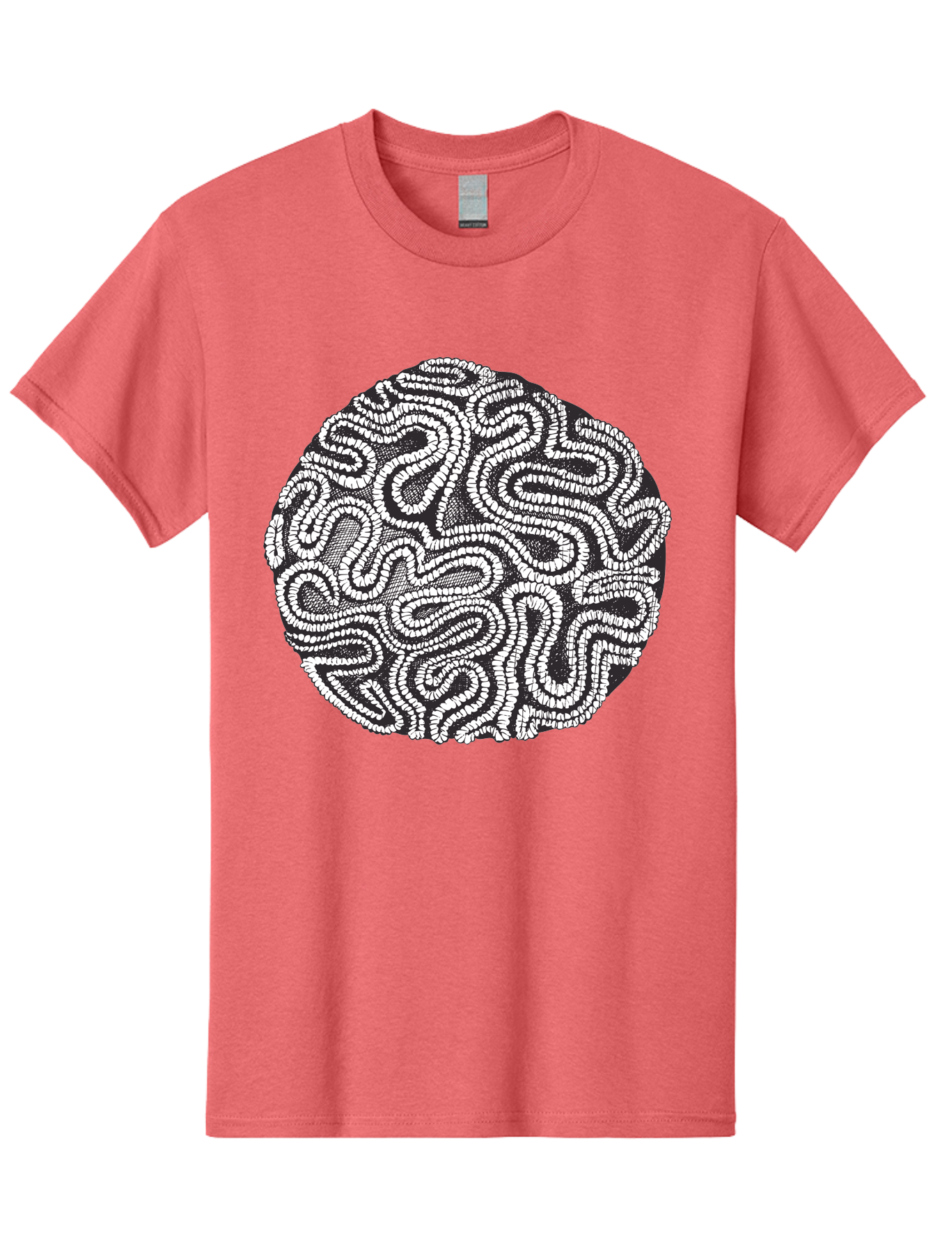 Black-And-White-Patterned-Circle Men'S Graphic Tee, 100% Cotton, Comfortable Casual Summer Wear, Machine Washable, Stippled Artwork, Abstract Design, Black And White Illustration, Dotwork Technique, Maze Pattern, Psychedelic Art, Aad674 5