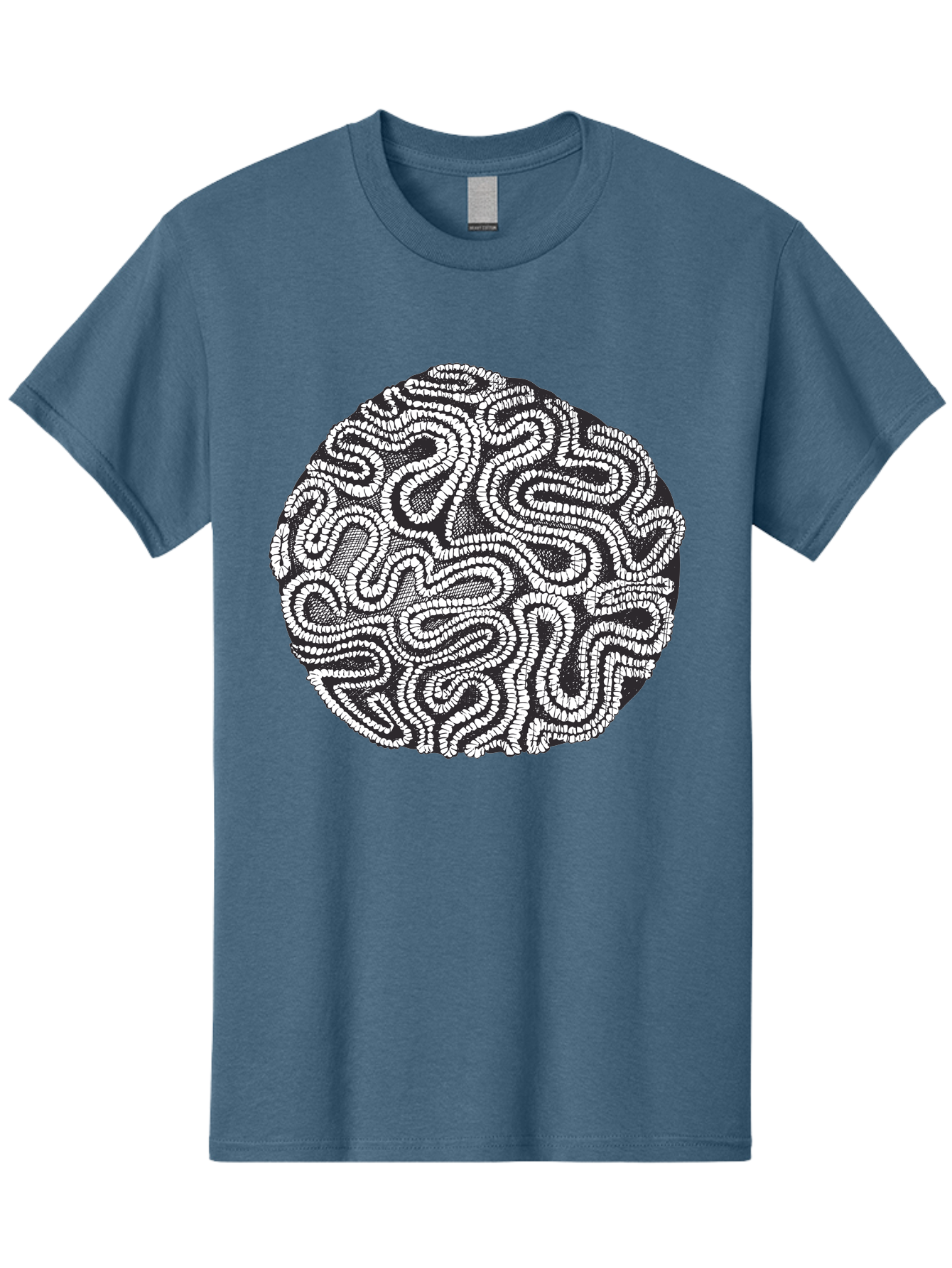 Black-And-White-Patterned-Circle Men'S Graphic Tee, 100% Cotton, Comfortable Casual Summer Wear, Machine Washable, Stippled Artwork, Abstract Design, Black And White Illustration, Dotwork Technique, Maze Pattern, Psychedelic Art, Aad674 23
