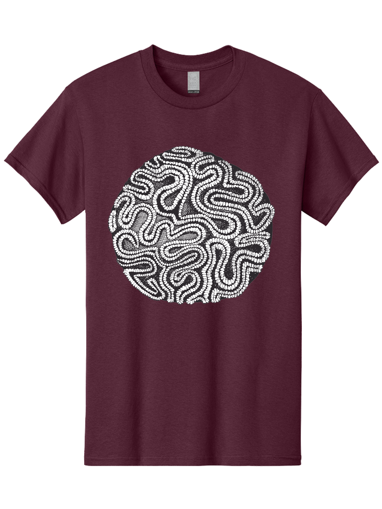 Black-And-White-Patterned-Circle Men'S Graphic Tee, 100% Cotton, Comfortable Casual Summer Wear, Machine Washable, Stippled Artwork, Abstract Design, Black And White Illustration, Dotwork Technique, Maze Pattern, Psychedelic Art, Aad674 11