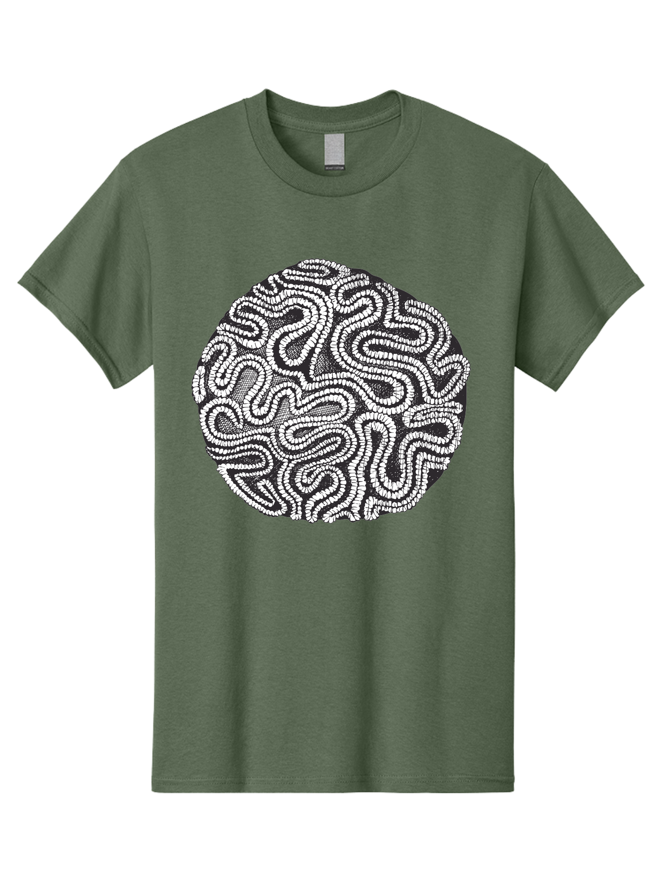 Black-And-White-Patterned-Circle Men'S Graphic Tee, 100% Cotton, Comfortable Casual Summer Wear, Machine Washable, Stippled Artwork, Abstract Design, Black And White Illustration, Dotwork Technique, Maze Pattern, Psychedelic Art, Aad674 17