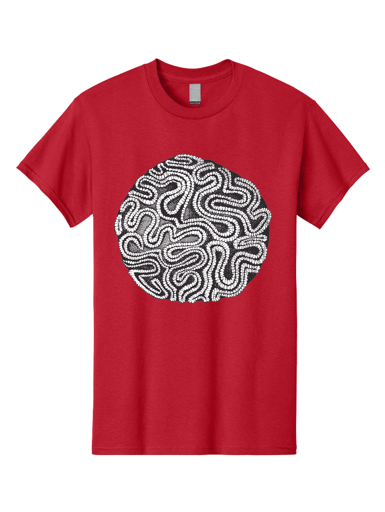 Black-And-White-Patterned-Circle Men'S Graphic Tee, 100% Cotton, Comfortable Casual Summer Wear, Machine Washable, Stippled Artwork, Abstract Design, Black And White Illustration, Dotwork Technique, Maze Pattern, Psychedelic Art, Aad674 21