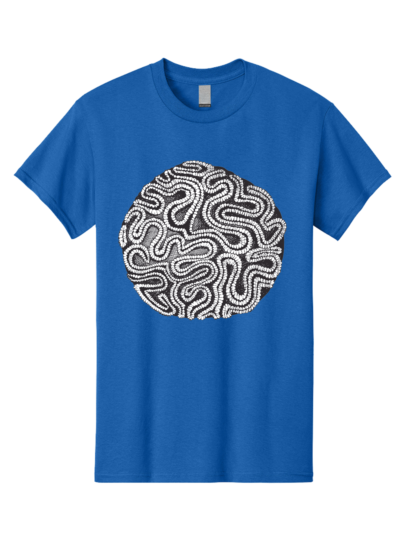 Black-And-White-Patterned-Circle Men'S Graphic Tee, 100% Cotton, Comfortable Casual Summer Wear, Machine Washable, Stippled Artwork, Abstract Design, Black And White Illustration, Dotwork Technique, Maze Pattern, Psychedelic Art, Aad674 7
