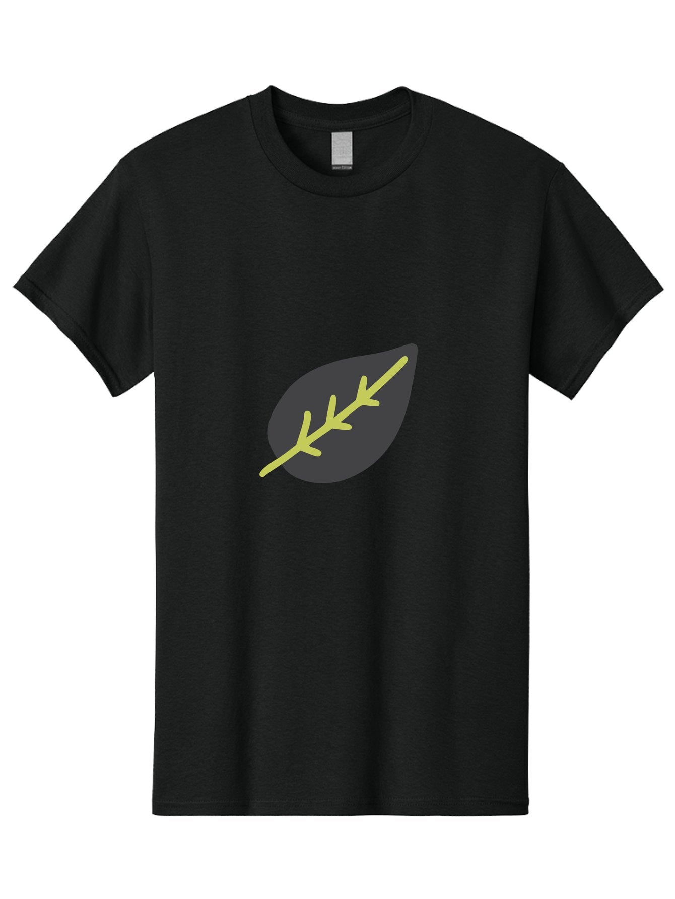 Black-Leaf Men'S Graphic Tee, 100% Cotton, Comfortable Casual Summer Wear, Machine Washable, Simple Leaf Design, Minimalist Illustration, Dark Leaf With Yellow Veins, Leaf Icon, Nature Symbol, Eco-Friendly Graphic Aad675