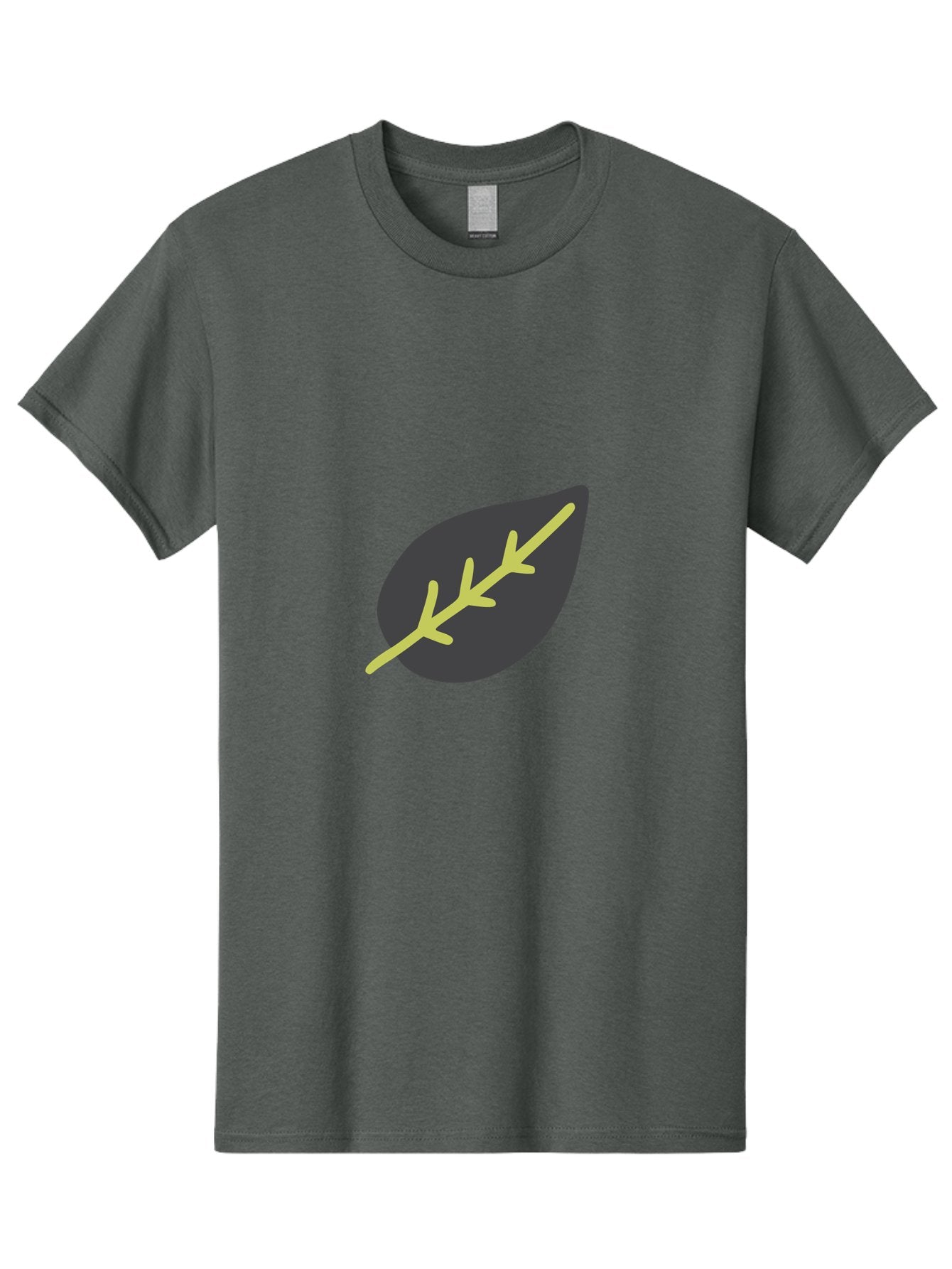 Black-Leaf Men'S Graphic Tee, 100% Cotton, Comfortable Casual Summer Wear, Machine Washable, Simple Leaf Design, Minimalist Illustration, Dark Leaf With Yellow Veins, Leaf Icon, Nature Symbol, Eco-Friendly Graphic Aad675