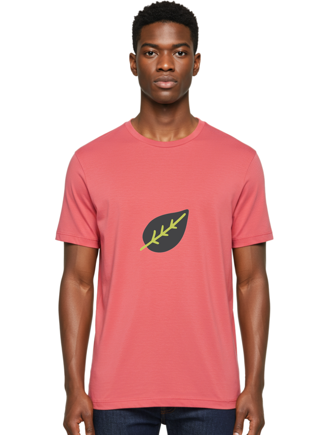 Black-Leaf Men'S Graphic Tee, 100% Cotton, Comfortable Casual Summer Wear, Machine Washable, Simple Leaf Design, Minimalist Illustration, Dark Leaf With Yellow Veins, Leaf Icon, Nature Symbol, Eco-Friendly Graphic Aad675 28