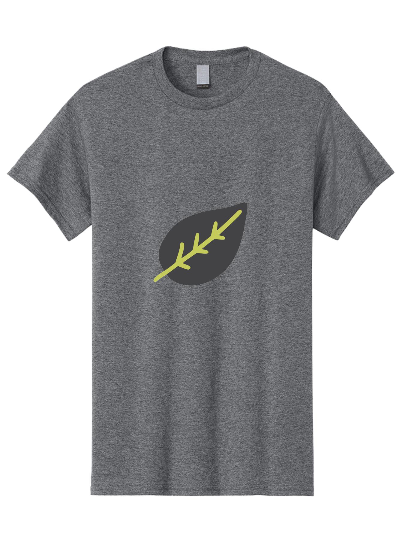 Black-Leaf Men'S Graphic Tee, 100% Cotton, Comfortable Casual Summer Wear, Machine Washable, Simple Leaf Design, Minimalist Illustration, Dark Leaf With Yellow Veins, Leaf Icon, Nature Symbol, Eco-Friendly Graphic Aad675