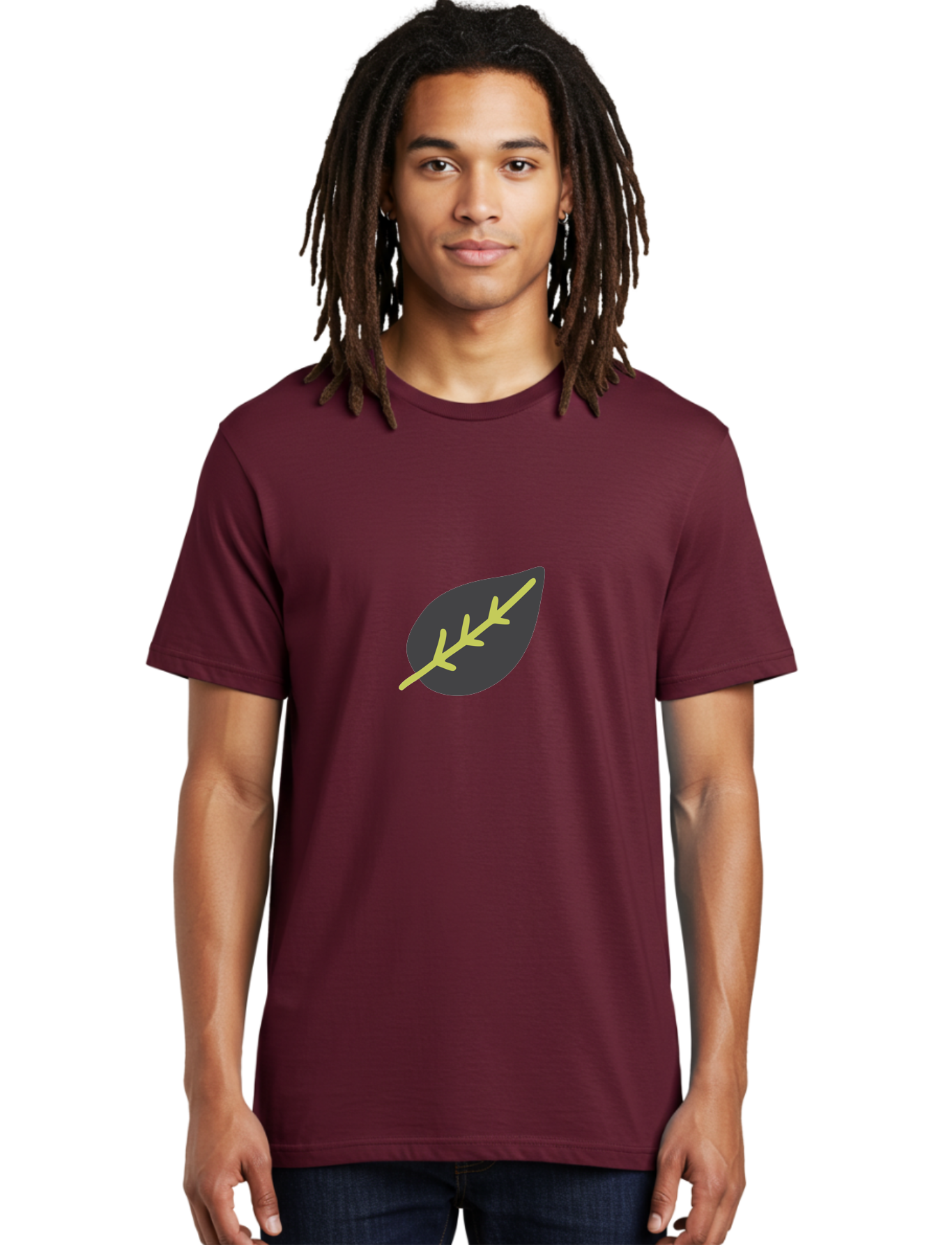 Black-Leaf Men'S Graphic Tee, 100% Cotton, Comfortable Casual Summer Wear, Machine Washable, Simple Leaf Design, Minimalist Illustration, Dark Leaf With Yellow Veins, Leaf Icon, Nature Symbol, Eco-Friendly Graphic Aad675 8