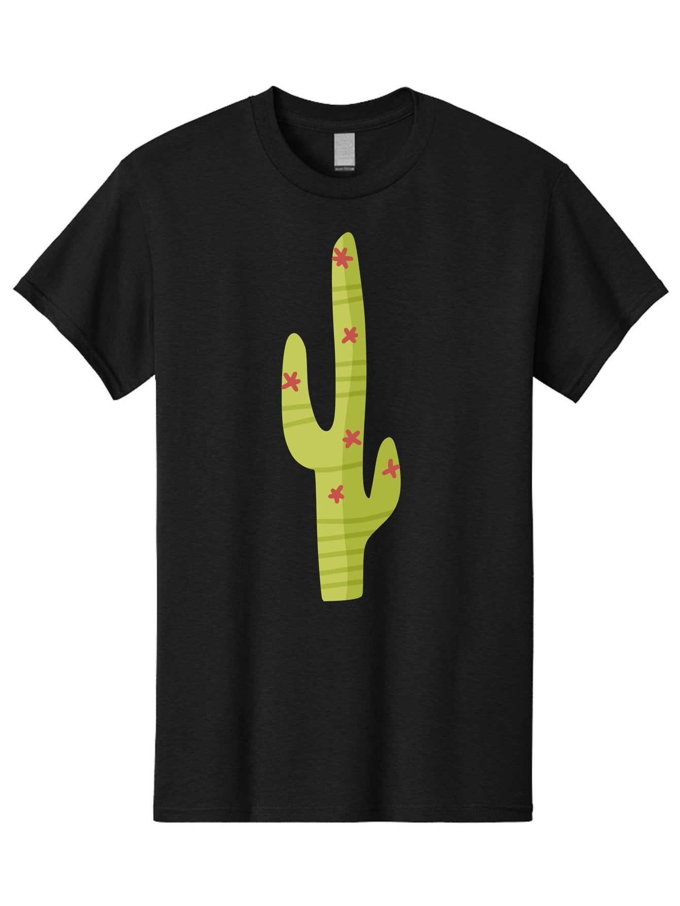 Cactus-1 Men'S Graphic Tee, 100% Cotton, Comfortable Casual Summer Wear, Machine Washable, Cartoon Cactus, Desert Flora, Prickly Plant, Red Flowers, Green Cactus, Southwestern Icon, Graphic Design Element, Simple Illustration, Stylized Cactus Aad677 4