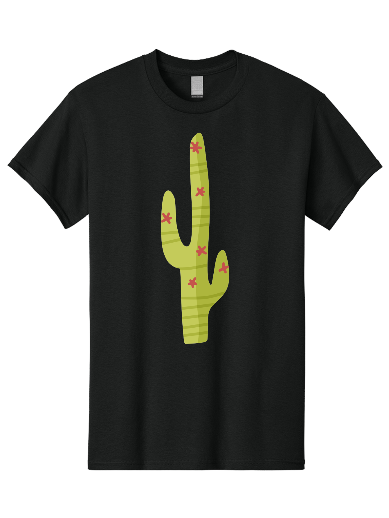 Cactus-1 Men'S Graphic Tee, 100% Cotton, Comfortable Casual Summer Wear, Machine Washable, Cartoon Cactus, Desert Flora, Prickly Plant, Red Flowers, Green Cactus, Southwestern Icon, Graphic Design Element, Simple Illustration, Stylized Cactus Aad677 23