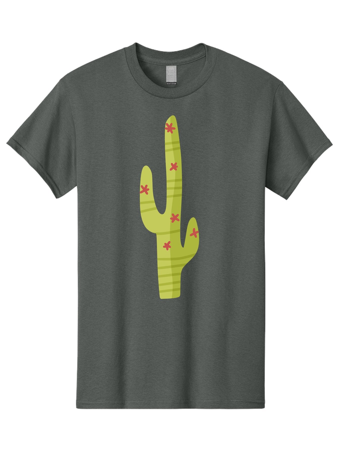Cactus-1 Men'S Graphic Tee, 100% Cotton, Comfortable Casual Summer Wear, Machine Washable, Cartoon Cactus, Desert Flora, Prickly Plant, Red Flowers, Green Cactus, Southwestern Icon, Graphic Design Element, Simple Illustration, Stylized Cactus Aad677 13