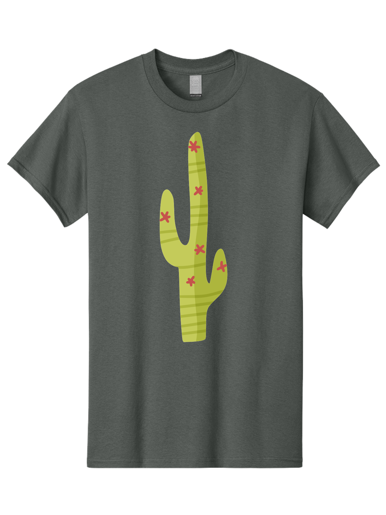 Cactus-1 Men'S Graphic Tee, 100% Cotton, Comfortable Casual Summer Wear, Machine Washable, Cartoon Cactus, Desert Flora, Prickly Plant, Red Flowers, Green Cactus, Southwestern Icon, Graphic Design Element, Simple Illustration, Stylized Cactus Aad677 29
