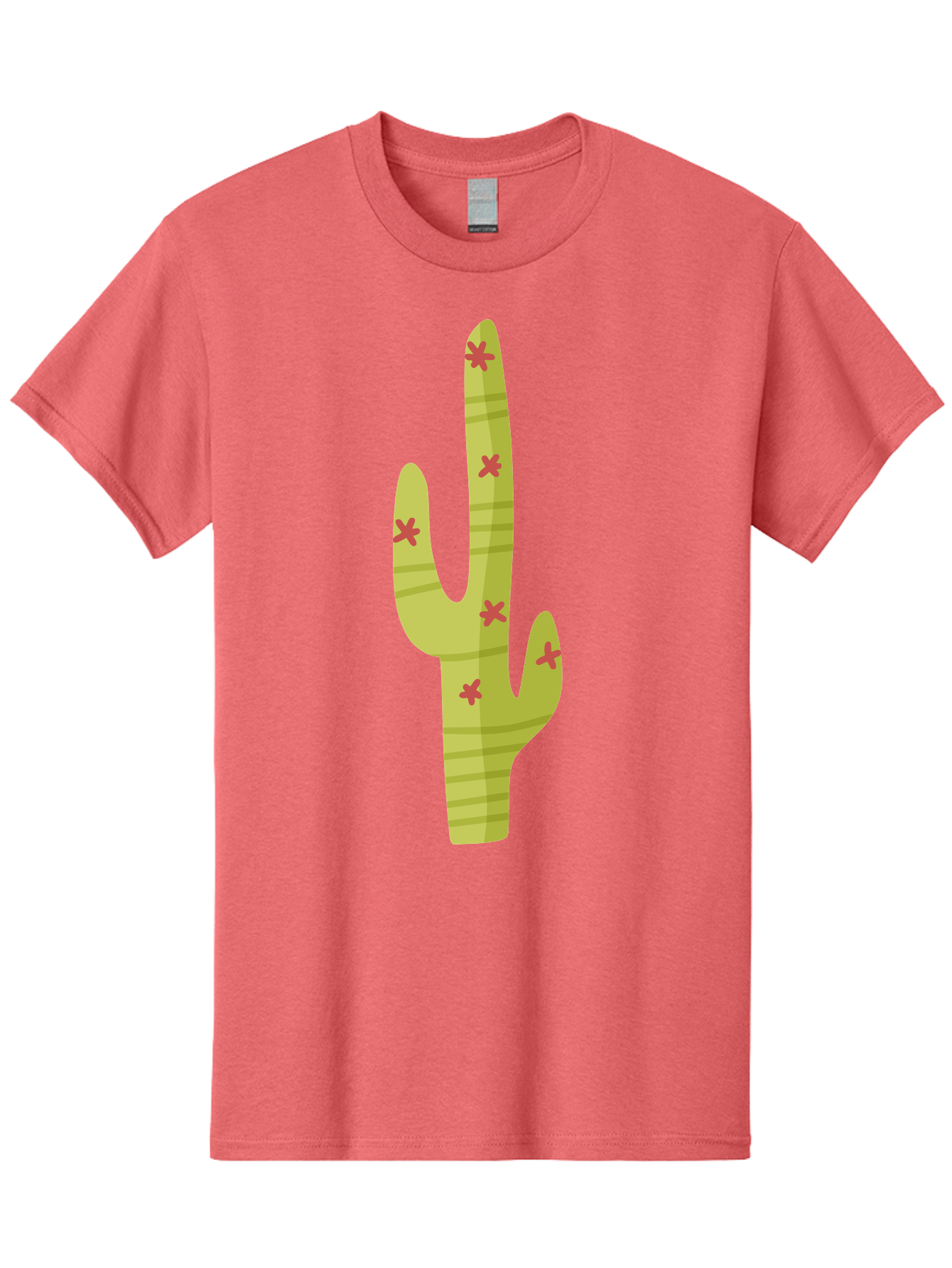 Cactus-1 Men'S Graphic Tee, 100% Cotton, Comfortable Casual Summer Wear, Machine Washable, Cartoon Cactus, Desert Flora, Prickly Plant, Red Flowers, Green Cactus, Southwestern Icon, Graphic Design Element, Simple Illustration, Stylized Cactus Aad677 13