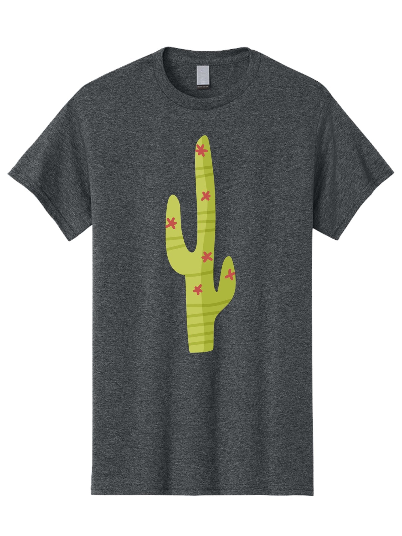 Cactus-1 Men'S Graphic Tee, 100% Cotton, Comfortable Casual Summer Wear, Machine Washable, Cartoon Cactus, Desert Flora, Prickly Plant, Red Flowers, Green Cactus, Southwestern Icon, Graphic Design Element, Simple Illustration, Stylized Cactus Aad677 15