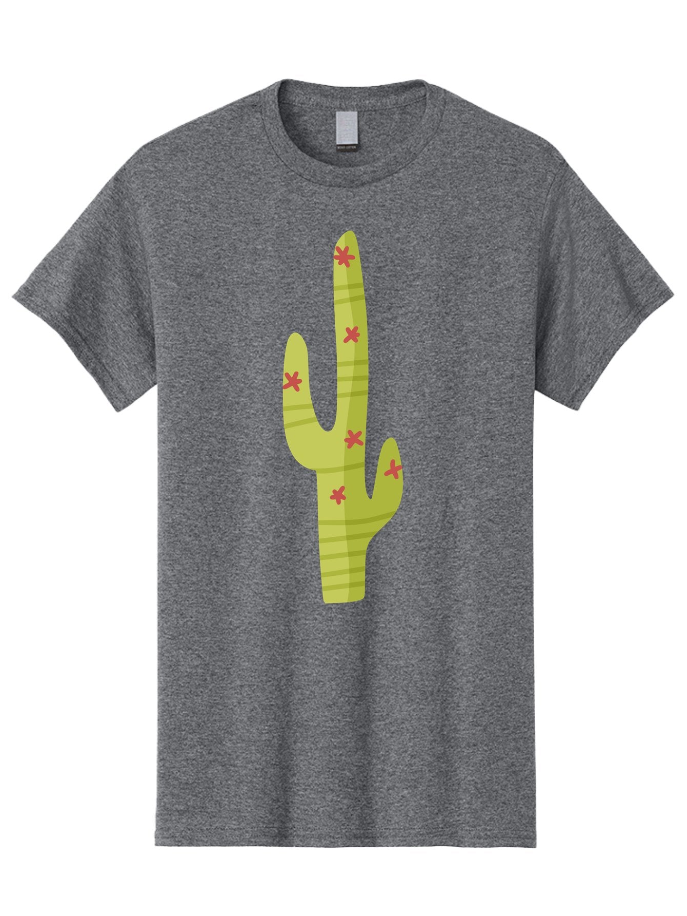 Cactus-1 Men'S Graphic Tee, 100% Cotton, Comfortable Casual Summer Wear, Machine Washable, Cartoon Cactus, Desert Flora, Prickly Plant, Red Flowers, Green Cactus, Southwestern Icon, Graphic Design Element, Simple Illustration, Stylized Cactus Aad677