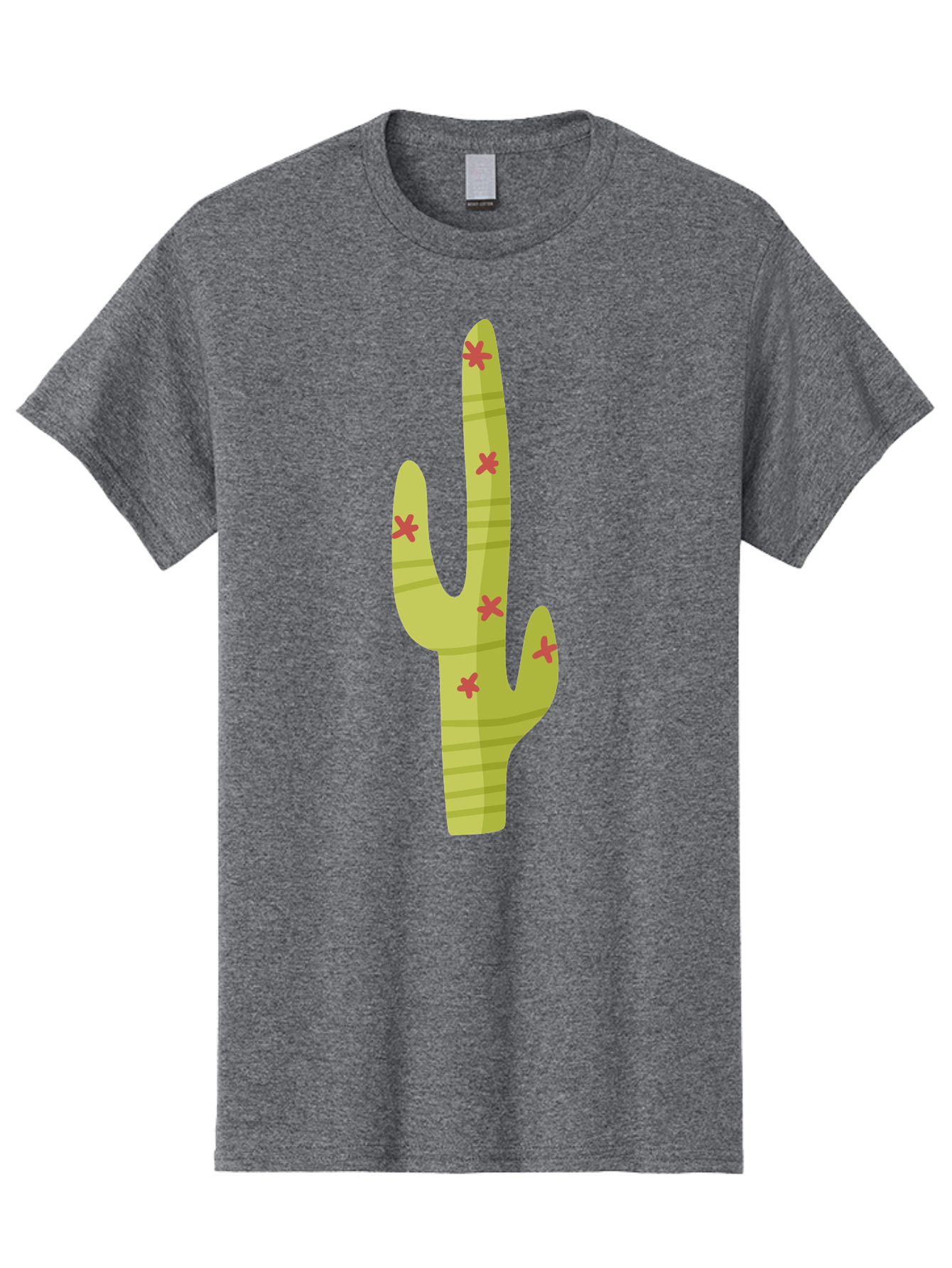 Cactus-1 Men'S Graphic Tee, 100% Cotton, Comfortable Casual Summer Wear, Machine Washable, Cartoon Cactus, Desert Flora, Prickly Plant, Red Flowers, Green Cactus, Southwestern Icon, Graphic Design Element, Simple Illustration, Stylized Cactus Aad677 19