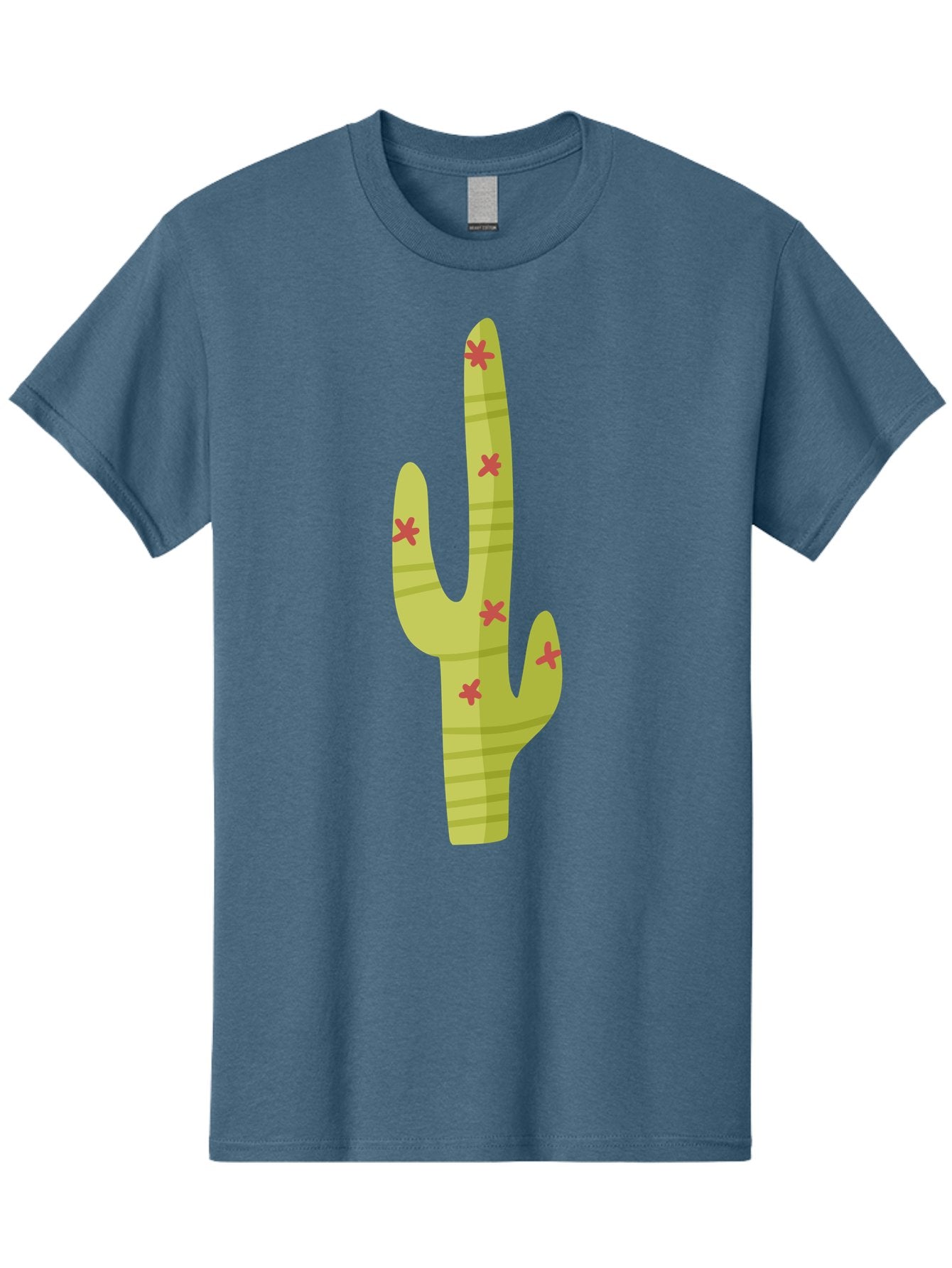 Cactus-1 Men'S Graphic Tee, 100% Cotton, Comfortable Casual Summer Wear, Machine Washable, Cartoon Cactus, Desert Flora, Prickly Plant, Red Flowers, Green Cactus, Southwestern Icon, Graphic Design Element, Simple Illustration, Stylized Cactus Aad677 10