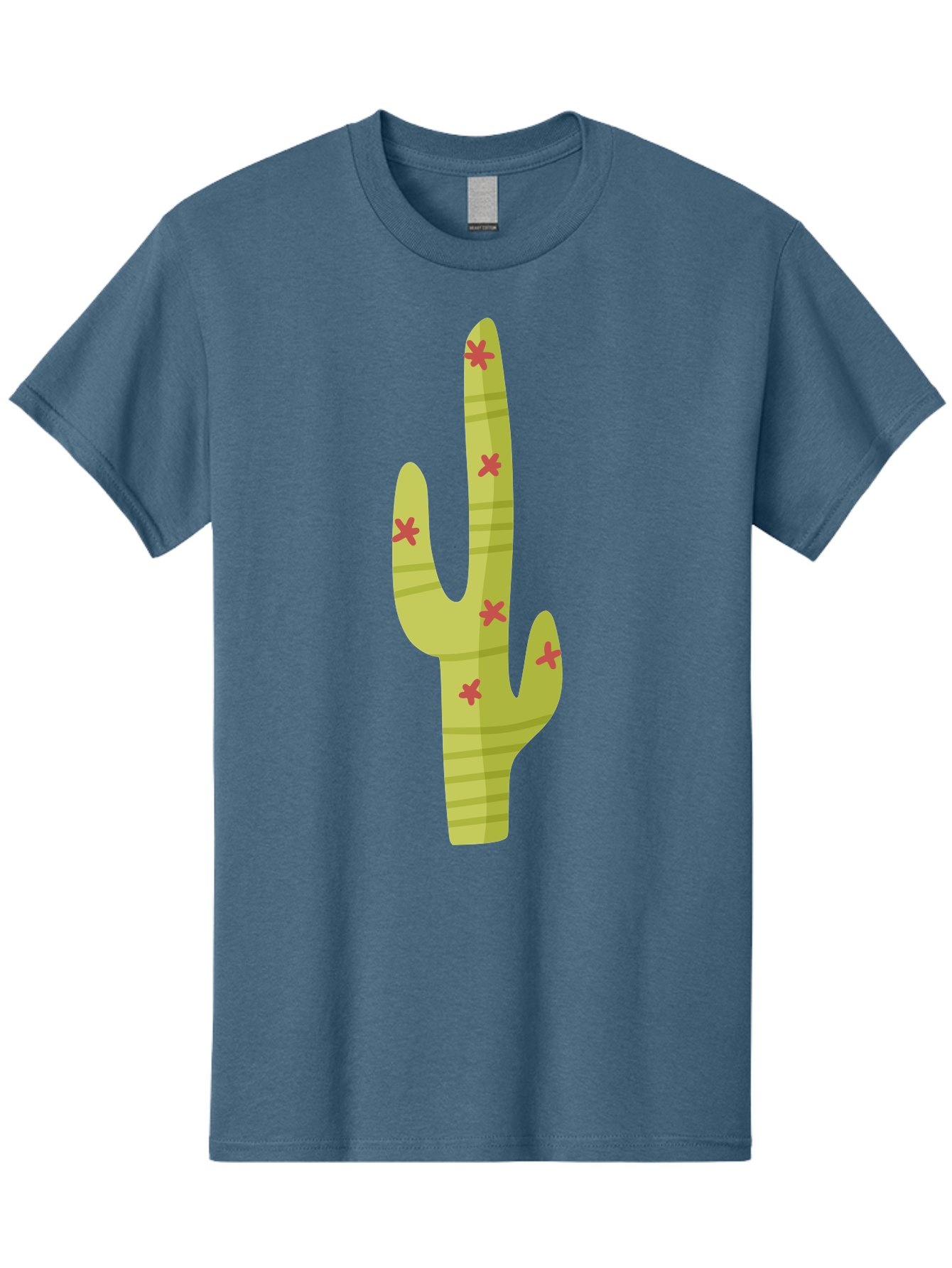 Cactus-1 Men'S Graphic Tee, 100% Cotton, Comfortable Casual Summer Wear, Machine Washable, Cartoon Cactus, Desert Flora, Prickly Plant, Red Flowers, Green Cactus, Southwestern Icon, Graphic Design Element, Simple Illustration, Stylized Cactus Aad677 27