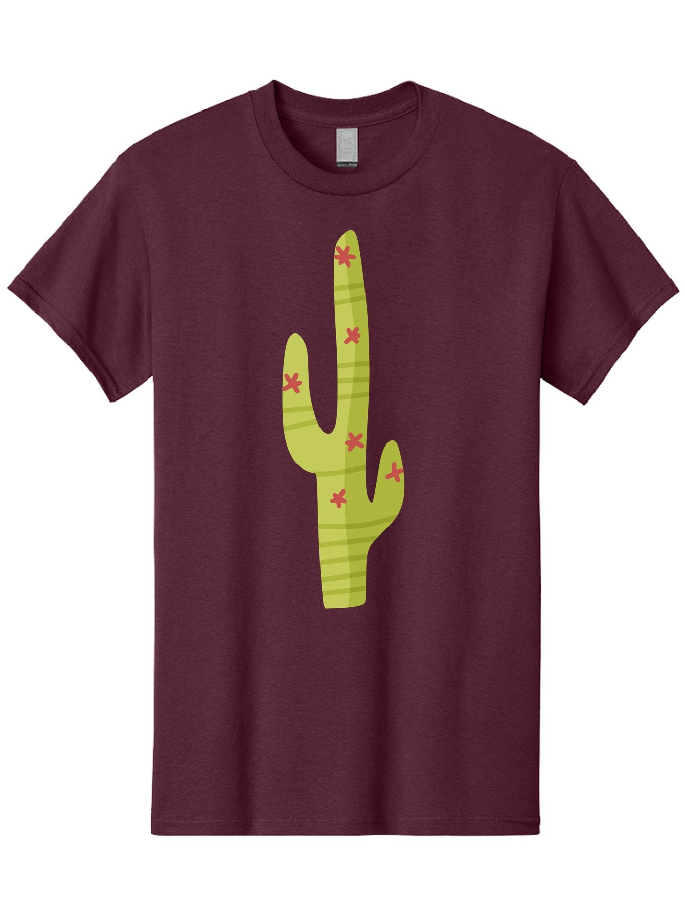 Cactus-1 Men'S Graphic Tee, 100% Cotton, Comfortable Casual Summer Wear, Machine Washable, Cartoon Cactus, Desert Flora, Prickly Plant, Red Flowers, Green Cactus, Southwestern Icon, Graphic Design Element, Simple Illustration, Stylized Cactus Aad677 12