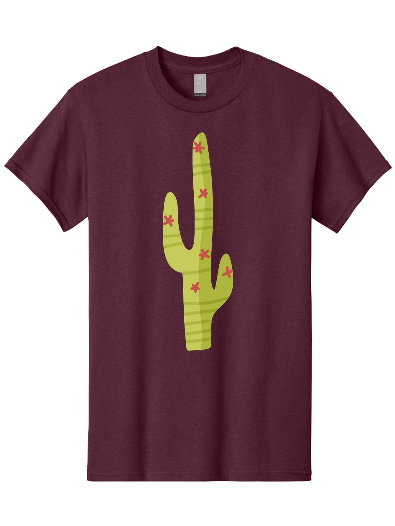 Cactus-1 Men'S Graphic Tee, 100% Cotton, Comfortable Casual Summer Wear, Machine Washable, Cartoon Cactus, Desert Flora, Prickly Plant, Red Flowers, Green Cactus, Southwestern Icon, Graphic Design Element, Simple Illustration, Stylized Cactus Aad677 5