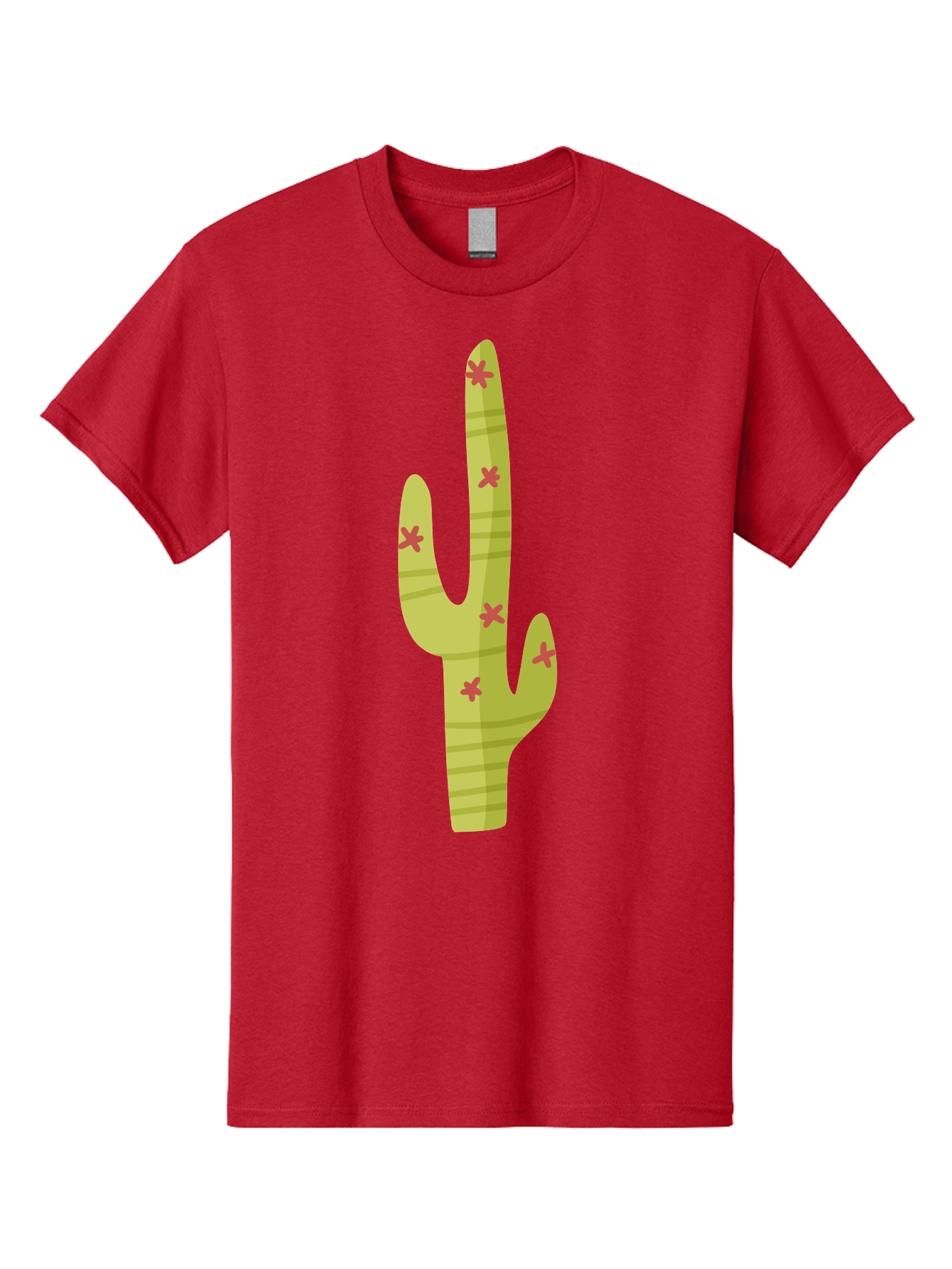 Cactus-1 Men'S Graphic Tee, 100% Cotton, Comfortable Casual Summer Wear, Machine Washable, Cartoon Cactus, Desert Flora, Prickly Plant, Red Flowers, Green Cactus, Southwestern Icon, Graphic Design Element, Simple Illustration, Stylized Cactus Aad677 3