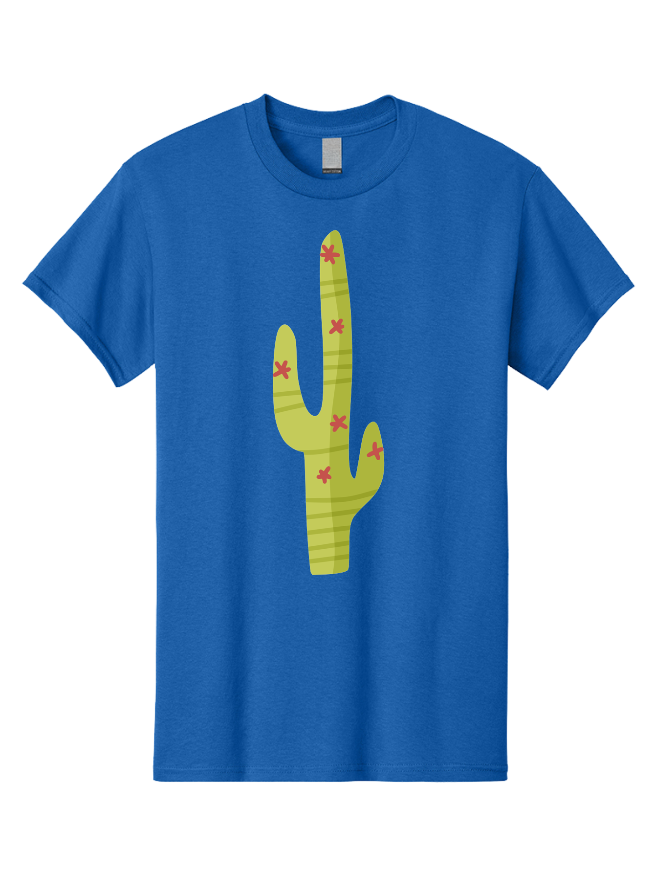 Cactus-1 Men'S Graphic Tee, 100% Cotton, Comfortable Casual Summer Wear, Machine Washable, Cartoon Cactus, Desert Flora, Prickly Plant, Red Flowers, Green Cactus, Southwestern Icon, Graphic Design Element, Simple Illustration, Stylized Cactus Aad677 25