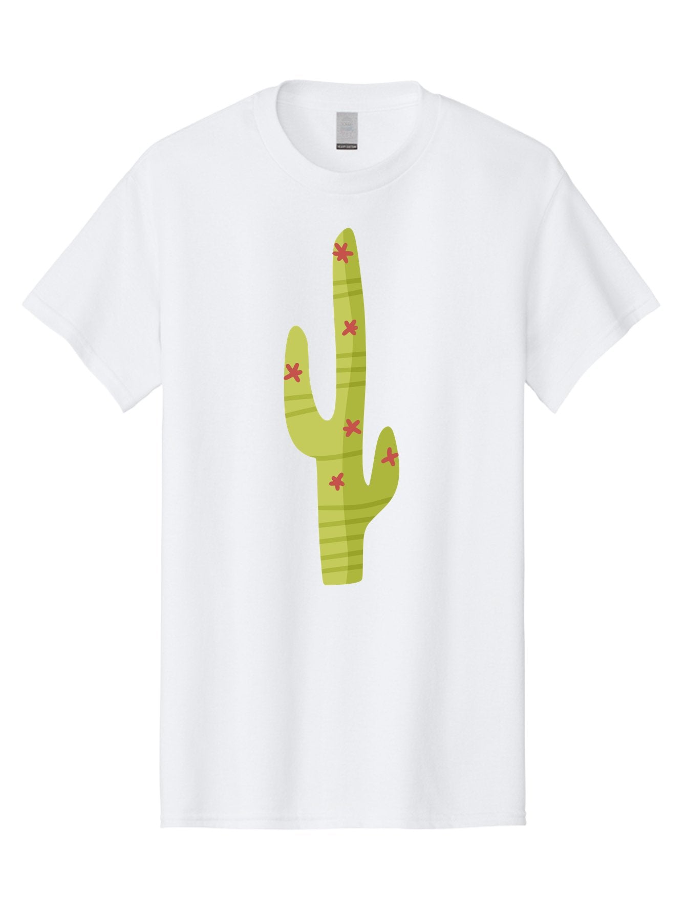Cactus-1 Men'S Graphic Tee, 100% Cotton, Comfortable Casual Summer Wear, Machine Washable, Cartoon Cactus, Desert Flora, Prickly Plant, Red Flowers, Green Cactus, Southwestern Icon, Graphic Design Element, Simple Illustration, Stylized Cactus Aad677 3