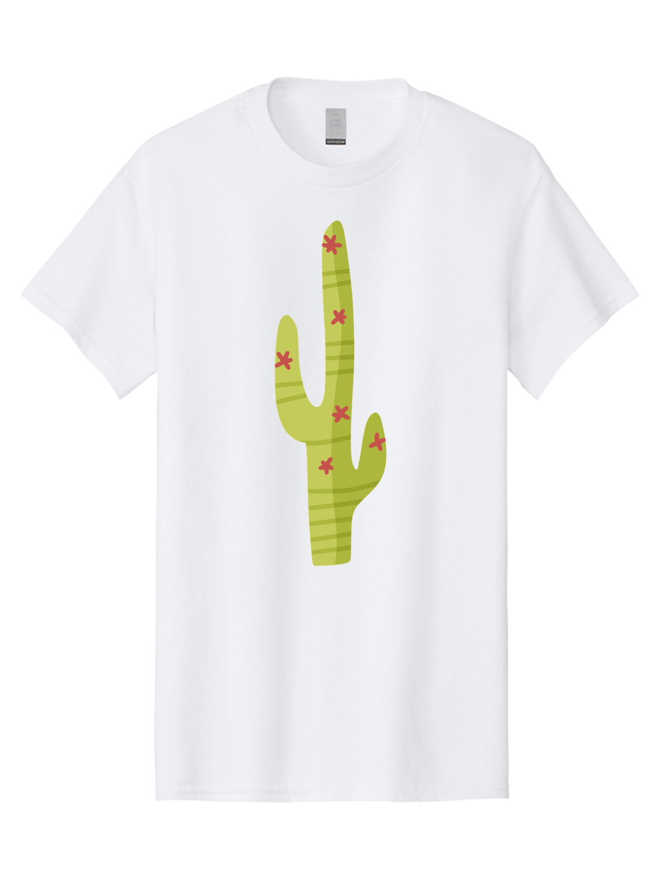 Cactus-1 Men'S Graphic Tee, 100% Cotton, Comfortable Casual Summer Wear, Machine Washable, Cartoon Cactus, Desert Flora, Prickly Plant, Red Flowers, Green Cactus, Southwestern Icon, Graphic Design Element, Simple Illustration, Stylized Cactus Aad677 17