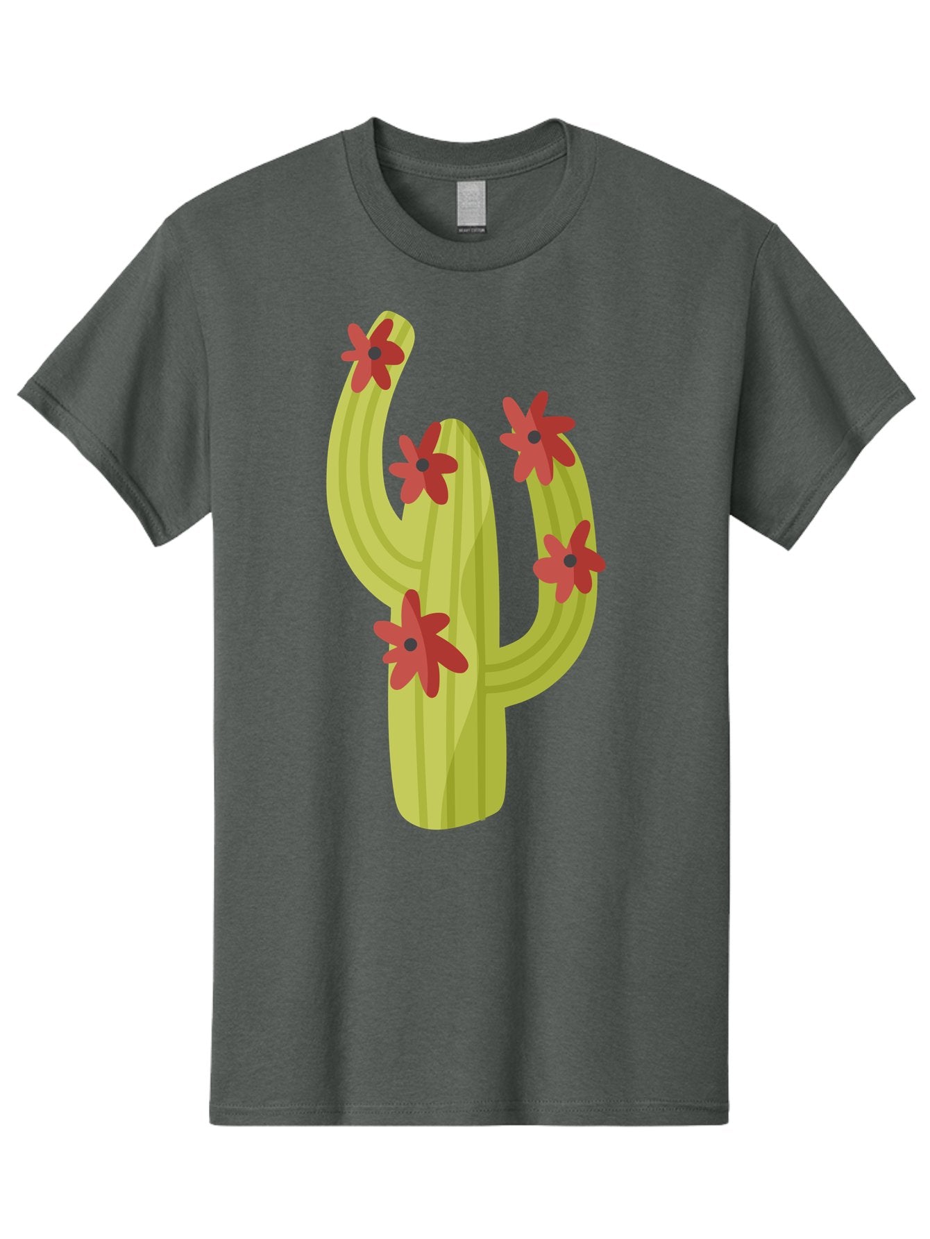 Cactus Men'S Graphic Tee, 100% Cotton, Comfortable Casual Summer Wear, Machine Washable, Cartoon Cactus, Red Flowers, Desert Plants, Succulent Plants, Flowering Cacti, Vibrant Cactus, Garden Graphics, Digital Illustration, Cactus Art Aad679 11