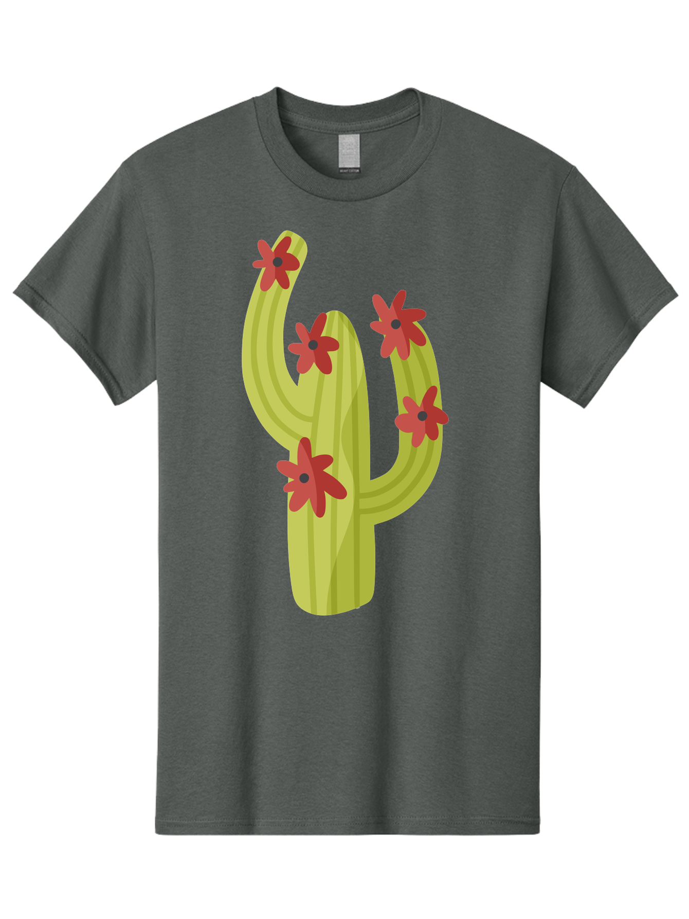 Cactus Men'S Graphic Tee, 100% Cotton, Comfortable Casual Summer Wear, Machine Washable, Cartoon Cactus, Red Flowers, Desert Plants, Succulent Plants, Flowering Cacti, Vibrant Cactus, Garden Graphics, Digital Illustration, Cactus Art Aad679 7