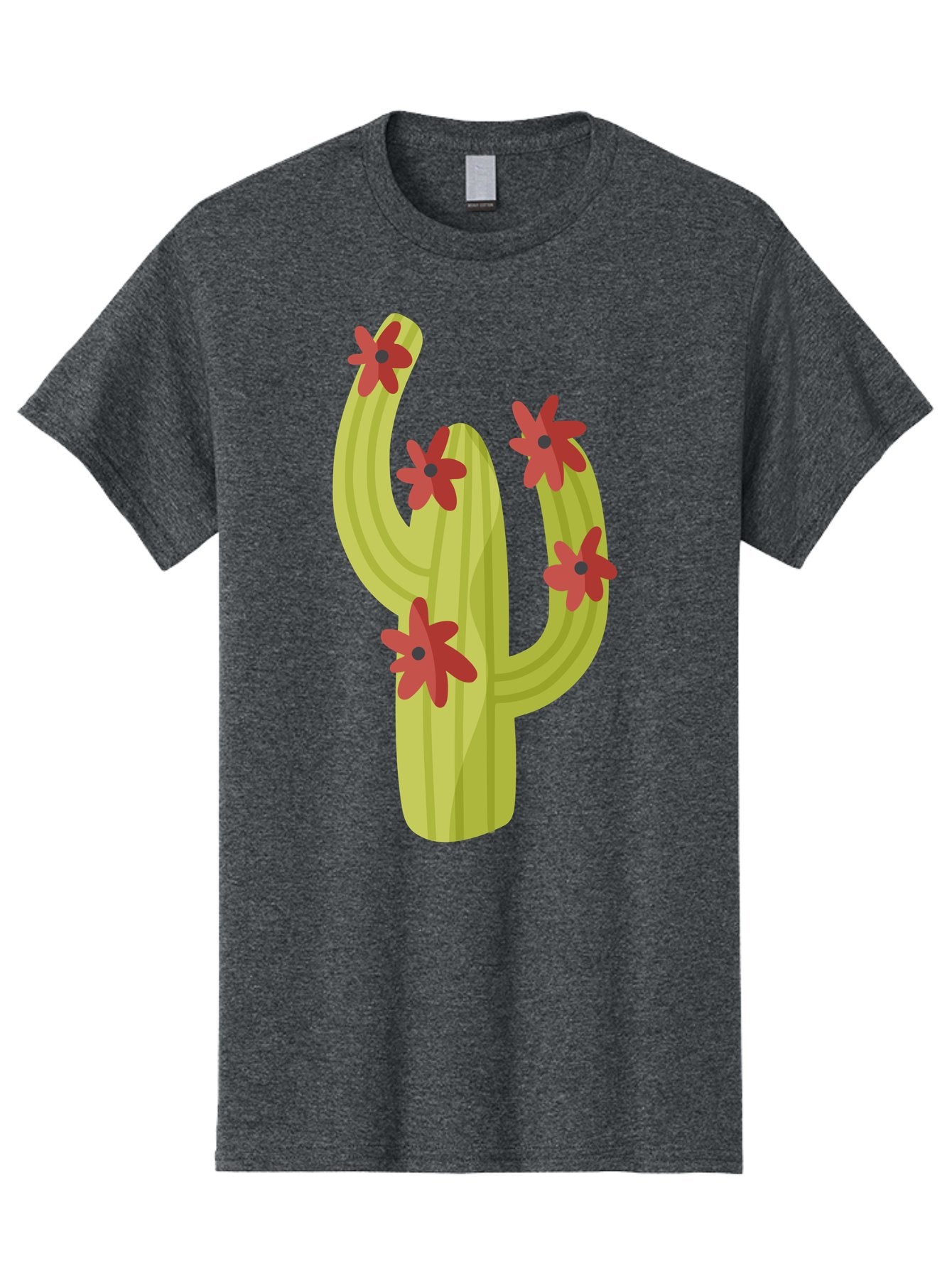 Cactus Men'S Graphic Tee, 100% Cotton, Comfortable Casual Summer Wear, Machine Washable, Cartoon Cactus, Red Flowers, Desert Plants, Succulent Plants, Flowering Cacti, Vibrant Cactus, Garden Graphics, Digital Illustration, Cactus Art Aad679 3