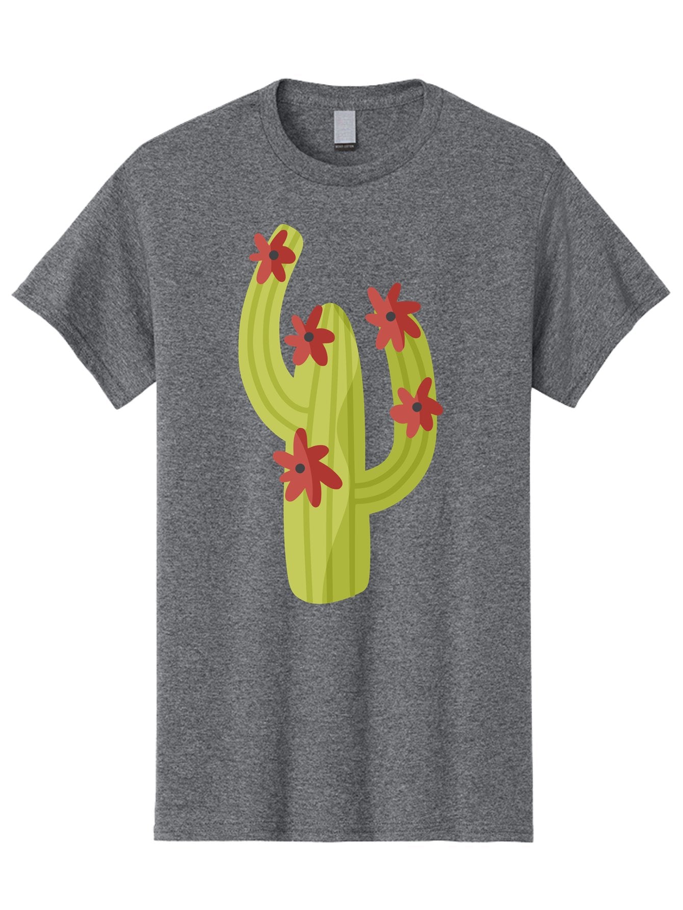 Cactus Men'S Graphic Tee, 100% Cotton, Comfortable Casual Summer Wear, Machine Washable, Cartoon Cactus, Red Flowers, Desert Plants, Succulent Plants, Flowering Cacti, Vibrant Cactus, Garden Graphics, Digital Illustration, Cactus Art Aad679