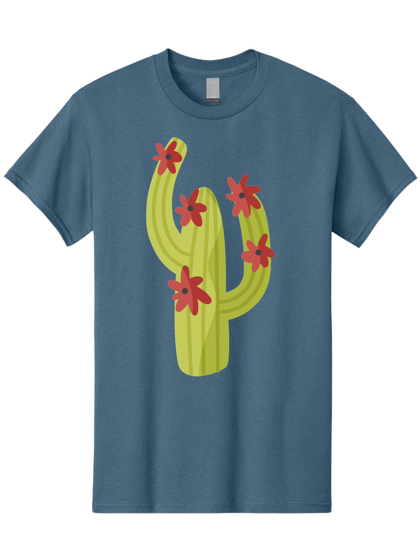 Cactus Men'S Graphic Tee, 100% Cotton, Comfortable Casual Summer Wear, Machine Washable, Cartoon Cactus, Red Flowers, Desert Plants, Succulent Plants, Flowering Cacti, Vibrant Cactus, Garden Graphics, Digital Illustration, Cactus Art Aad679 27