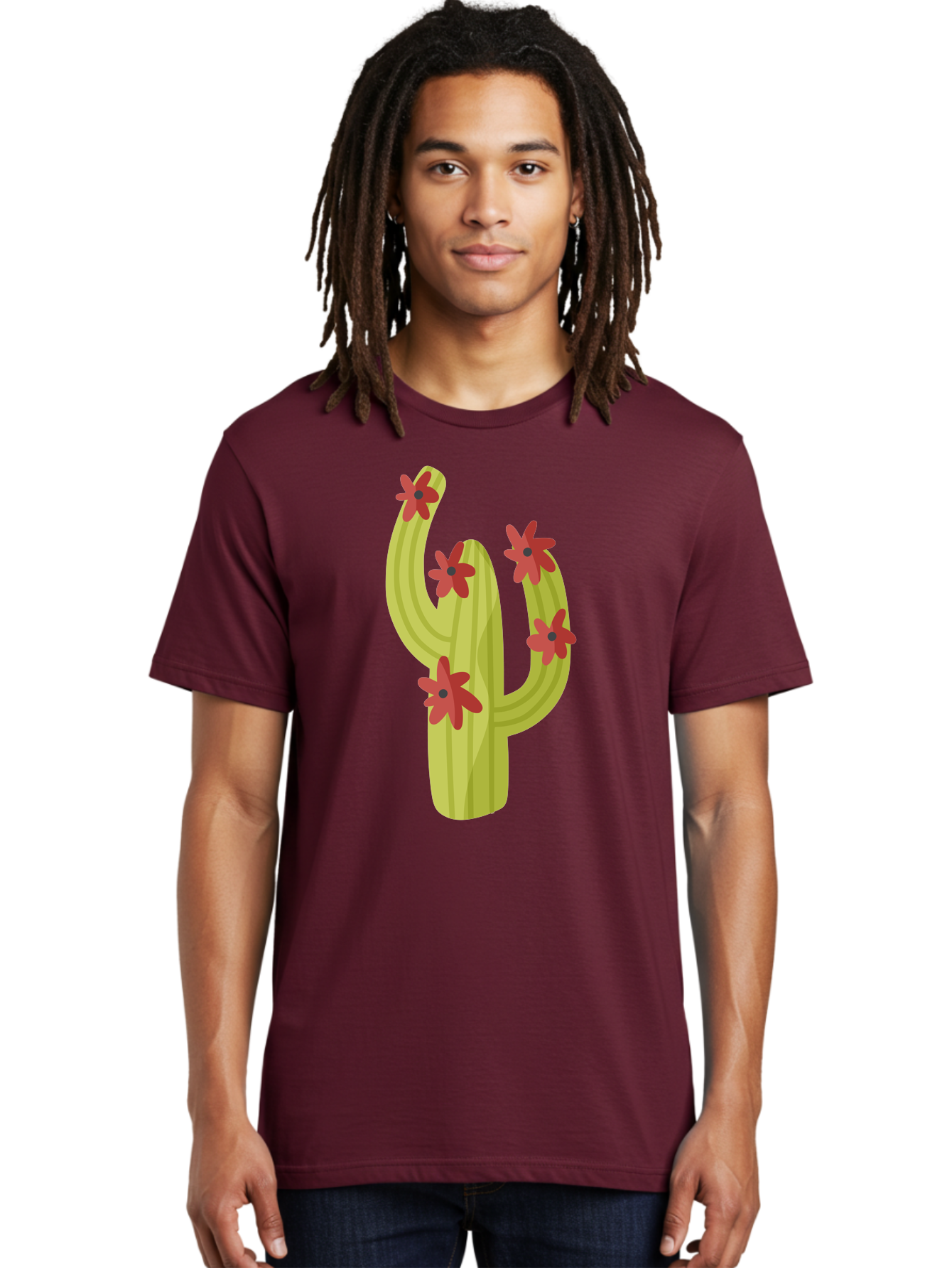 Cactus Men'S Graphic Tee, 100% Cotton, Comfortable Casual Summer Wear, Machine Washable, Cartoon Cactus, Red Flowers, Desert Plants, Succulent Plants, Flowering Cacti, Vibrant Cactus, Garden Graphics, Digital Illustration, Cactus Art Aad679 16