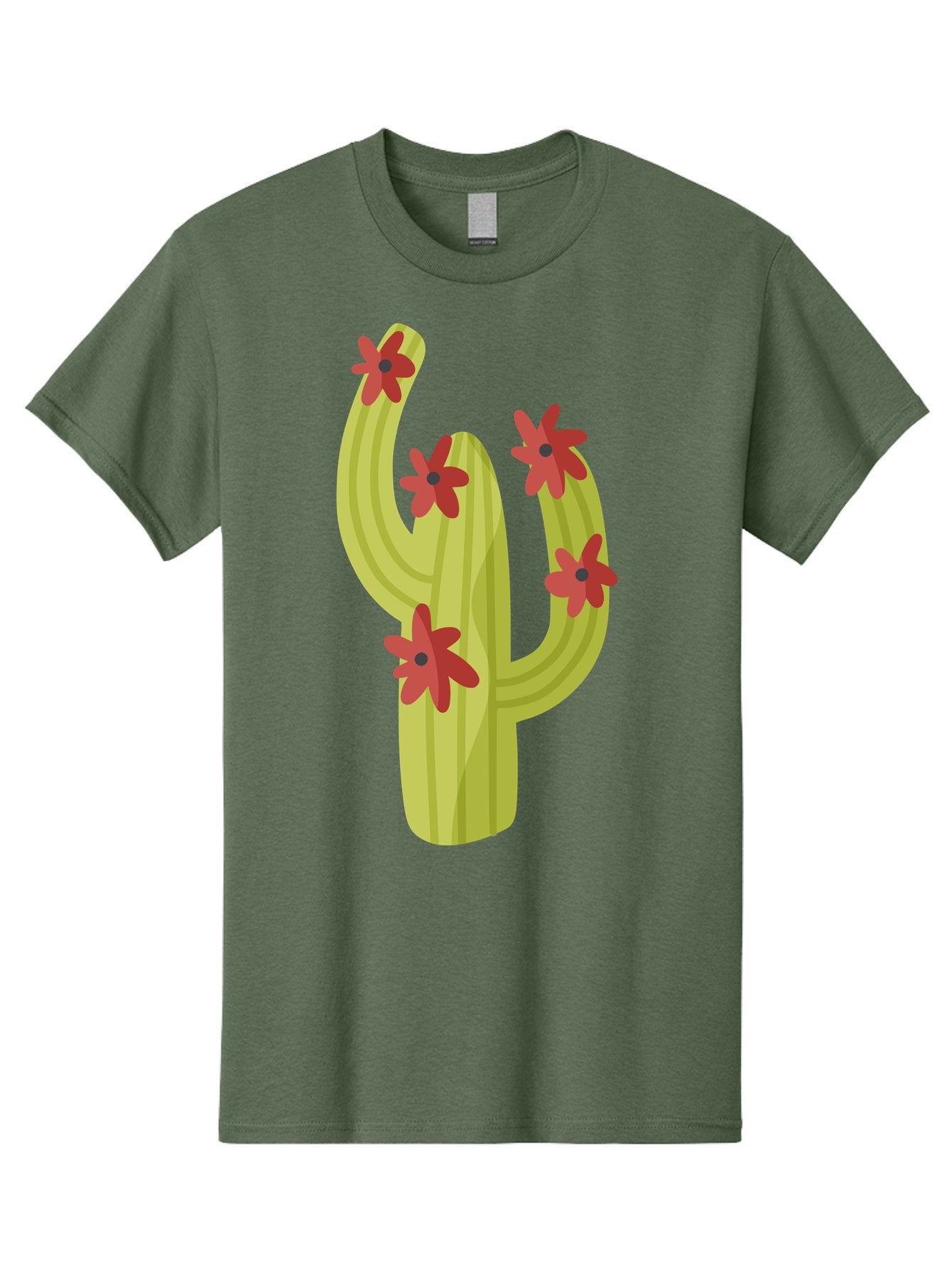 Cactus Men'S Graphic Tee, 100% Cotton, Comfortable Casual Summer Wear, Machine Washable, Cartoon Cactus, Red Flowers, Desert Plants, Succulent Plants, Flowering Cacti, Vibrant Cactus, Garden Graphics, Digital Illustration, Cactus Art Aad679 6
