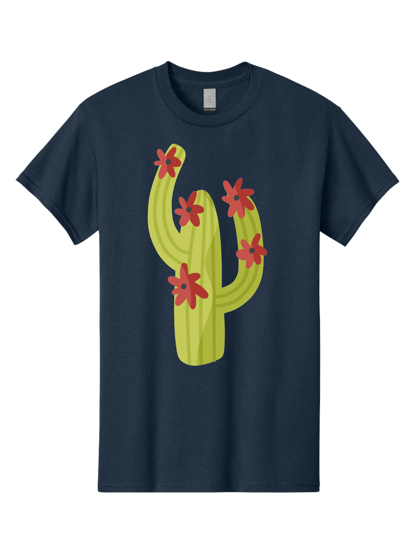 Cactus Men'S Graphic Tee, 100% Cotton, Comfortable Casual Summer Wear, Machine Washable, Cartoon Cactus, Red Flowers, Desert Plants, Succulent Plants, Flowering Cacti, Vibrant Cactus, Garden Graphics, Digital Illustration, Cactus Art Aad679 3