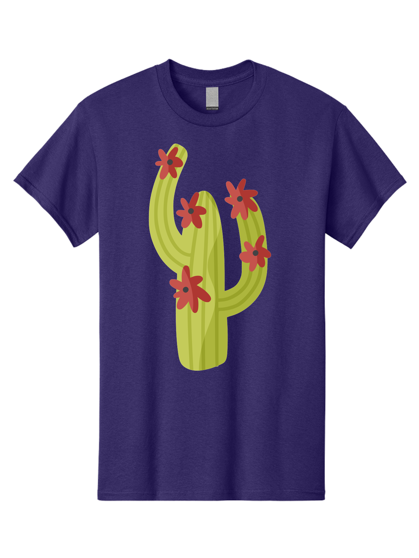Cactus Men'S Graphic Tee, 100% Cotton, Comfortable Casual Summer Wear, Machine Washable, Cartoon Cactus, Red Flowers, Desert Plants, Succulent Plants, Flowering Cacti, Vibrant Cactus, Garden Graphics, Digital Illustration, Cactus Art Aad679 25