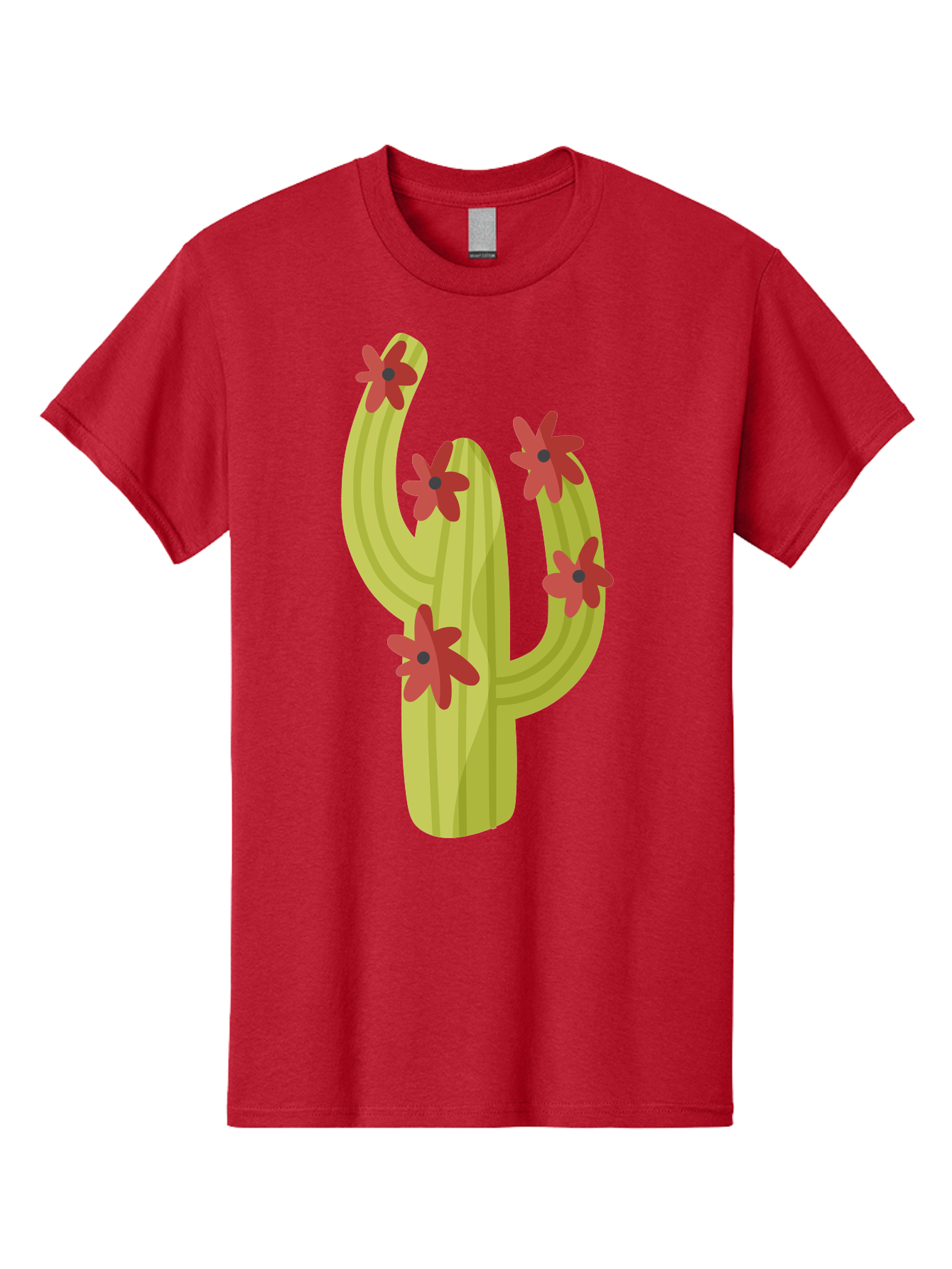 Cactus Men'S Graphic Tee, 100% Cotton, Comfortable Casual Summer Wear, Machine Washable, Cartoon Cactus, Red Flowers, Desert Plants, Succulent Plants, Flowering Cacti, Vibrant Cactus, Garden Graphics, Digital Illustration, Cactus Art Aad679 21