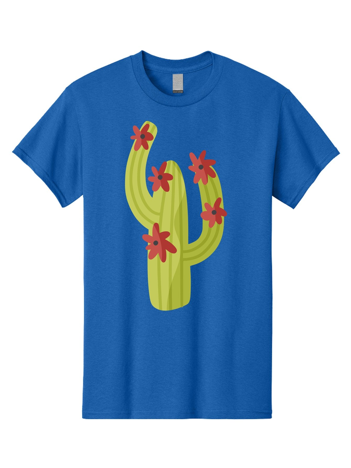 Cactus Men'S Graphic Tee, 100% Cotton, Comfortable Casual Summer Wear, Machine Washable, Cartoon Cactus, Red Flowers, Desert Plants, Succulent Plants, Flowering Cacti, Vibrant Cactus, Garden Graphics, Digital Illustration, Cactus Art Aad679 4