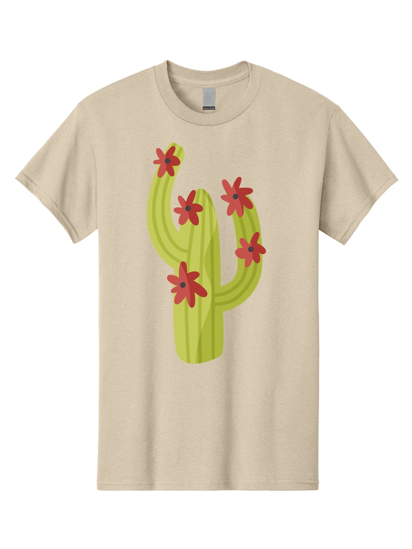 Cactus Men'S Graphic Tee, 100% Cotton, Comfortable Casual Summer Wear, Machine Washable, Cartoon Cactus, Red Flowers, Desert Plants, Succulent Plants, Flowering Cacti, Vibrant Cactus, Garden Graphics, Digital Illustration, Cactus Art Aad679 12