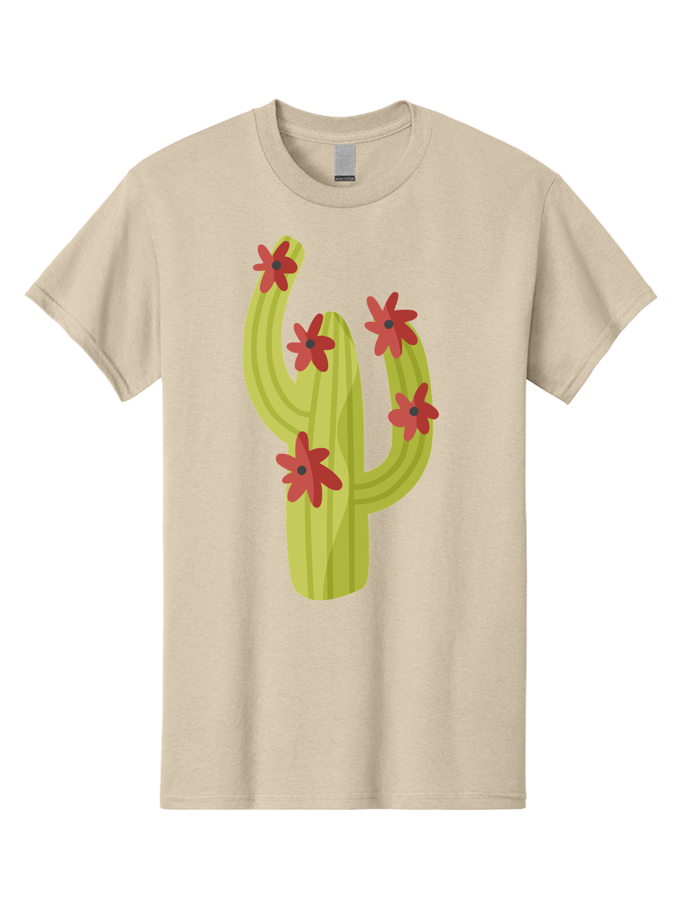 Cactus Men'S Graphic Tee, 100% Cotton, Comfortable Casual Summer Wear, Machine Washable, Cartoon Cactus, Red Flowers, Desert Plants, Succulent Plants, Flowering Cacti, Vibrant Cactus, Garden Graphics, Digital Illustration, Cactus Art Aad679 5