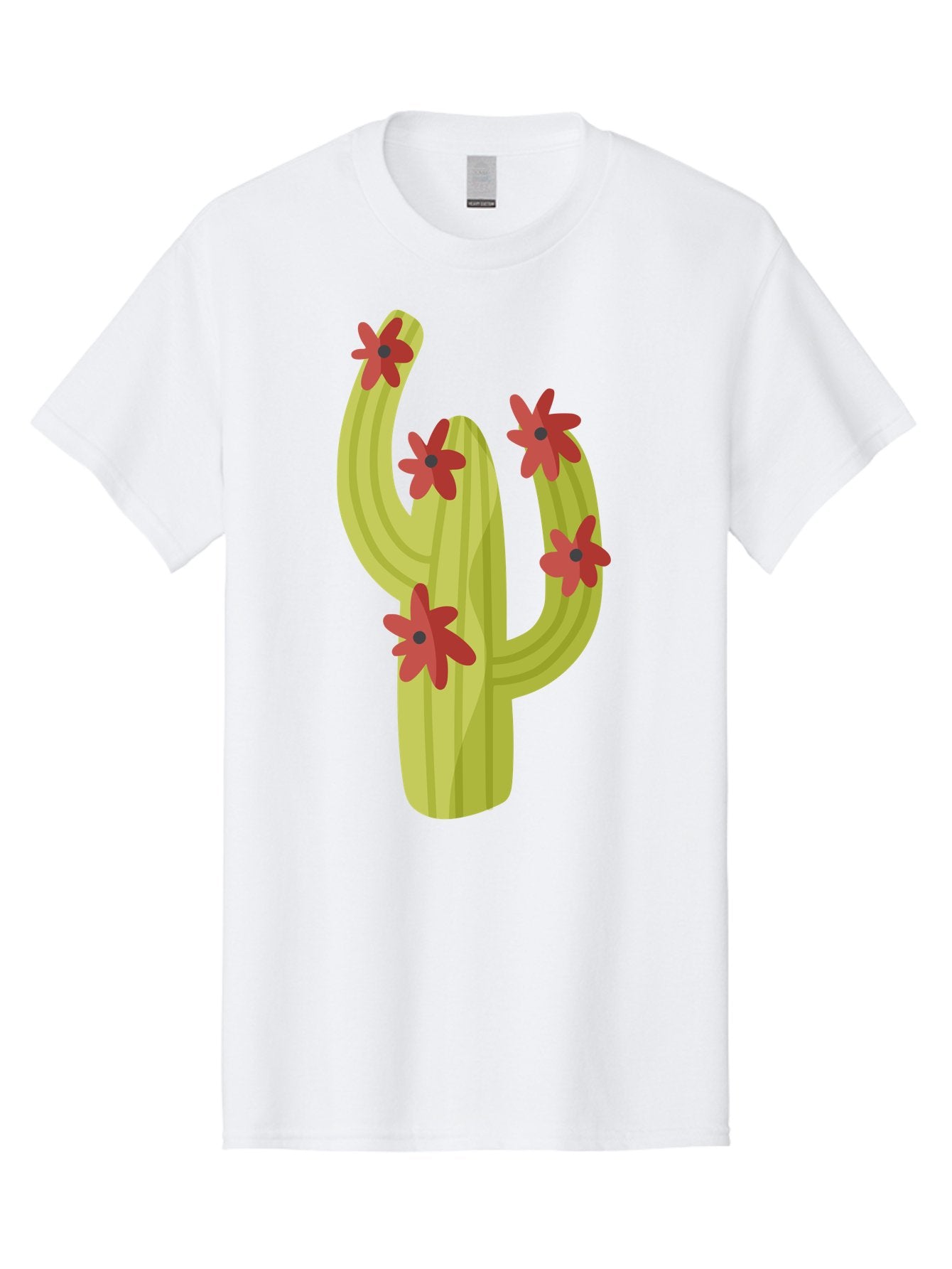 Cactus Men'S Graphic Tee, 100% Cotton, Comfortable Casual Summer Wear, Machine Washable, Cartoon Cactus, Red Flowers, Desert Plants, Succulent Plants, Flowering Cacti, Vibrant Cactus, Garden Graphics, Digital Illustration, Cactus Art Aad679 15