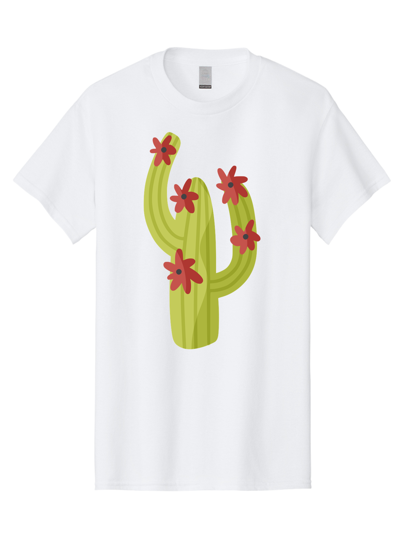 Cactus Men'S Graphic Tee, 100% Cotton, Comfortable Casual Summer Wear, Machine Washable, Cartoon Cactus, Red Flowers, Desert Plants, Succulent Plants, Flowering Cacti, Vibrant Cactus, Garden Graphics, Digital Illustration, Cactus Art Aad679