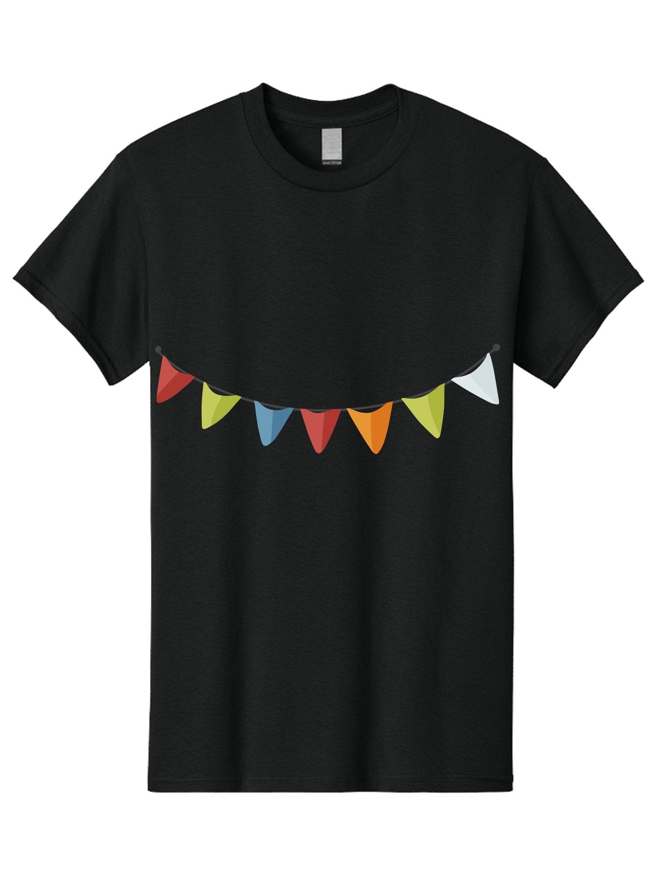Colorful-Triangular-Bunting Men'S Graphic Tee, 100% Cotton, Comfortable Casual Summer Wear, Machine Washable, Colorful Triangular Bunting, Party Decorations, Festive Atmosphere, Celebration Decor, Vibrant Colors, String Of Flags Aad686 11