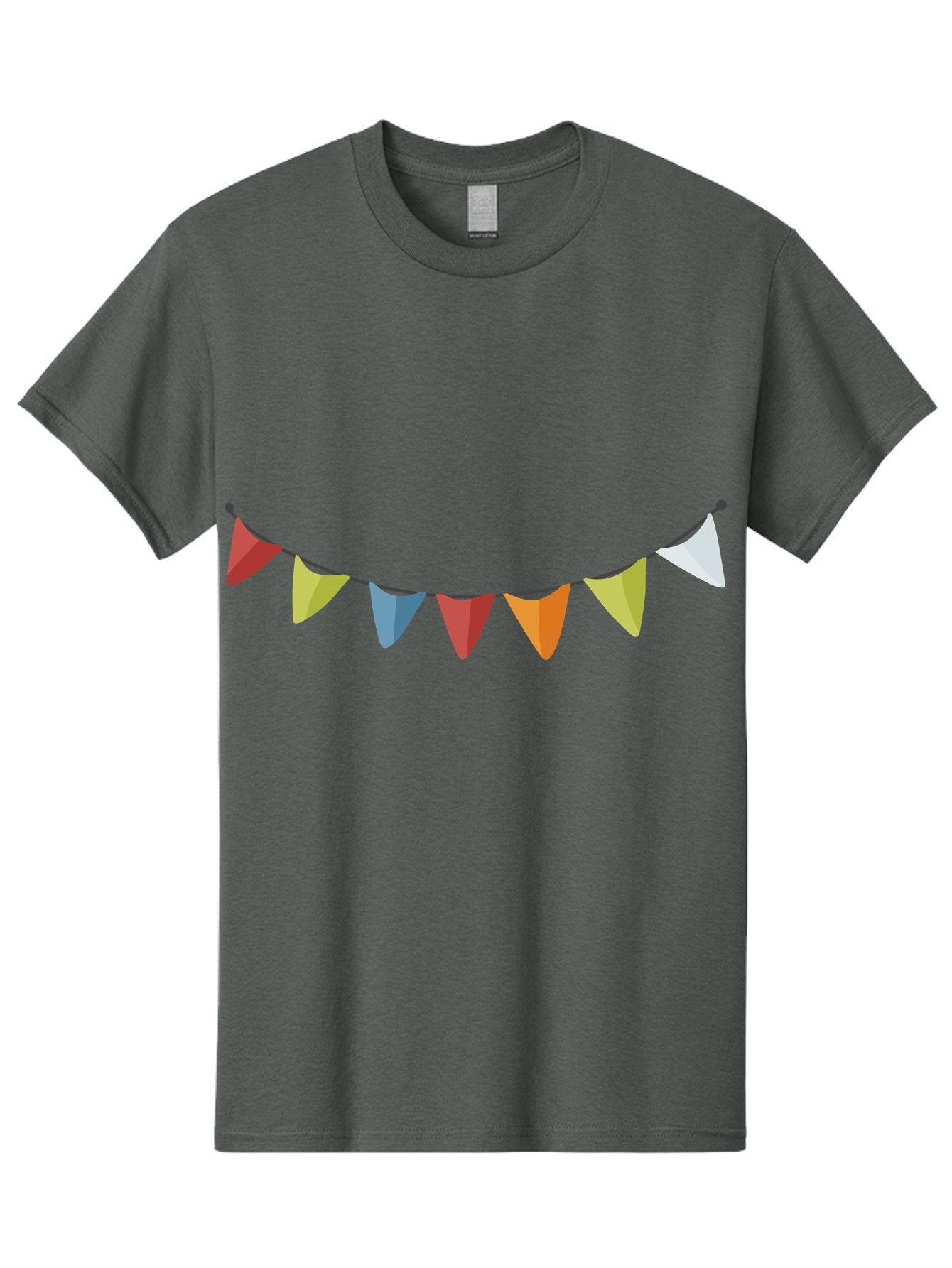 Colorful-Triangular-Bunting Men'S Graphic Tee, 100% Cotton, Comfortable Casual Summer Wear, Machine Washable, Colorful Triangular Bunting, Party Decorations, Festive Atmosphere, Celebration Decor, Vibrant Colors, String Of Flags Aad686 6